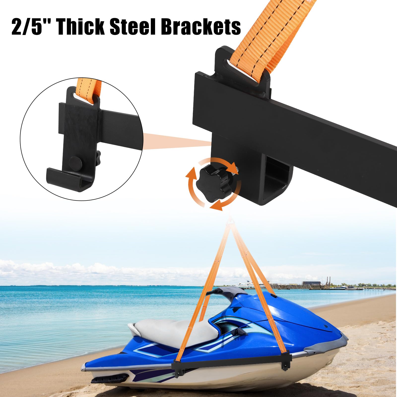 Garvee Watercraft Lift Sling 1500 LB Polyester Lifting Straps Jet Ski Lift Sling Personal Watercraft Black