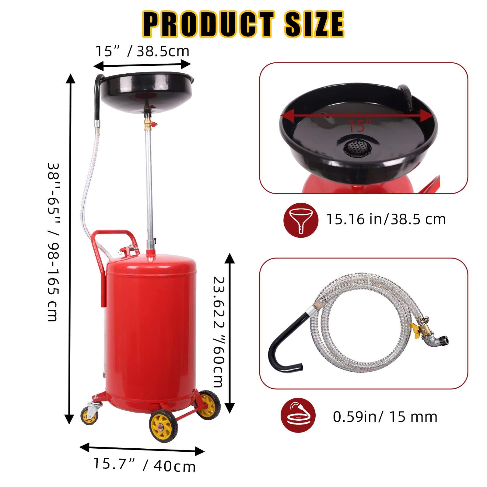 Garvee 20 Gal Upright Portable Oil Lift Drain with Pan & Funnel