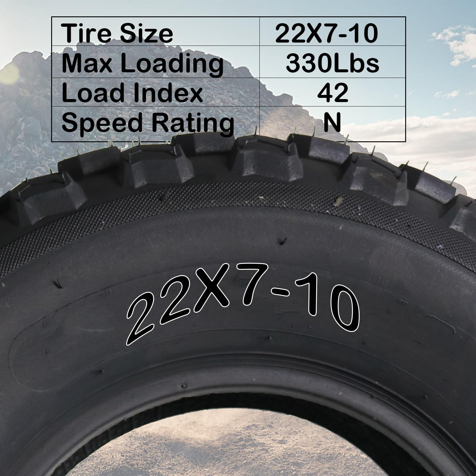 Garvee 2 Pack 22x7-10 ATV Tires, 4 PR All-Terrain Tubeless Tires for Off-Road, Sand, Mud, Durable Rubber, Excellent Grip
