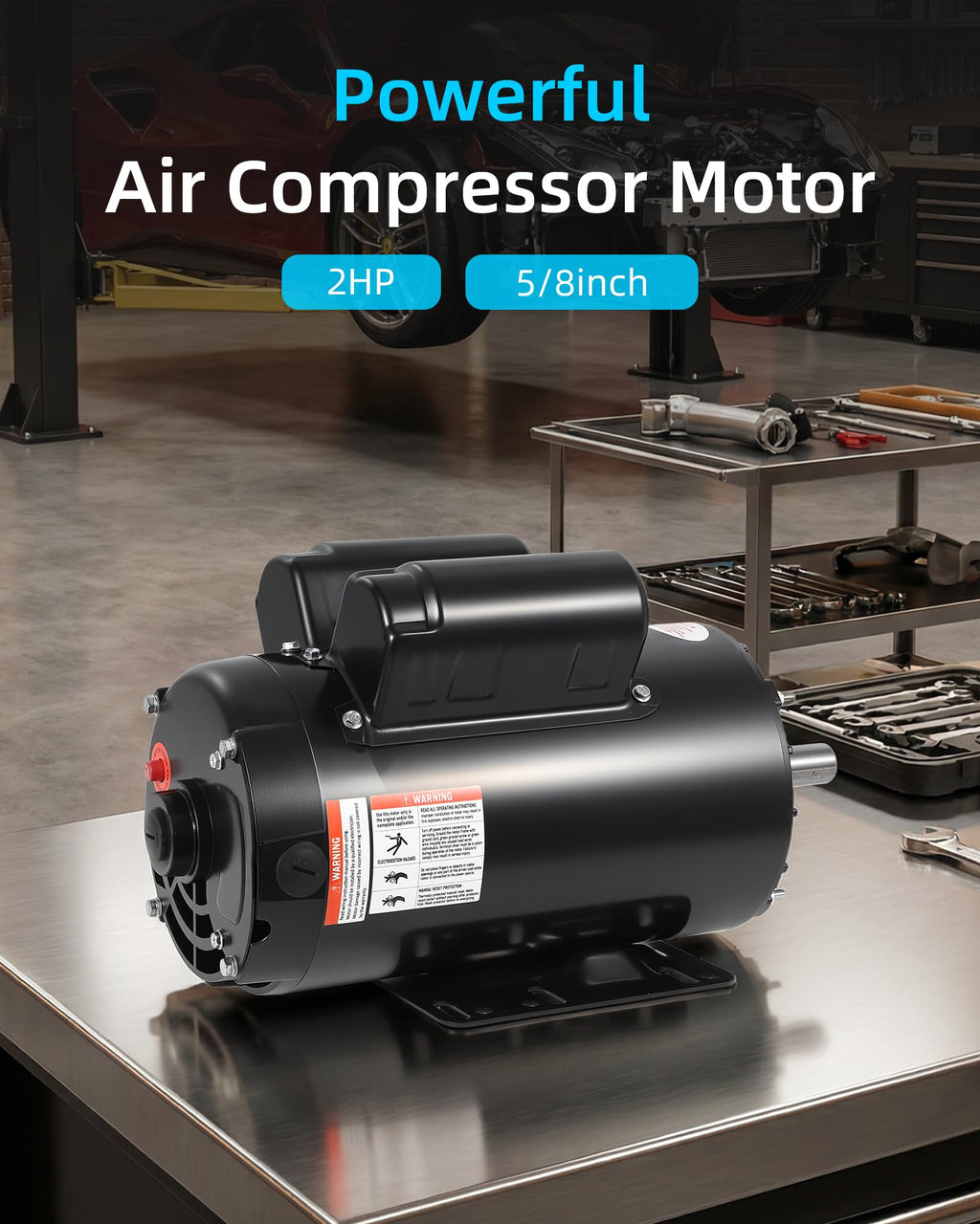 Garvee 2HP Air Compressor Motor 3450RPM High Speed Dual Rotation 56C Steel Frame 230V Single Phase for Pumps & Machinery