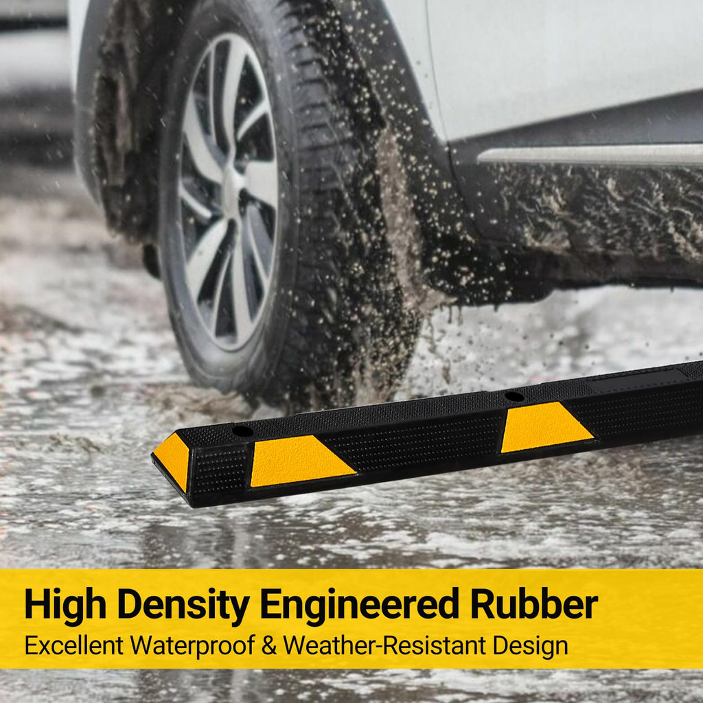 Garvee Car Parking Stopper 72 Inch Heavy Duty Rubber Wheel Stopper with Yellow Reflective Strips for Garage, Cars, Trucks, Trailers, Vans, 2 Pack