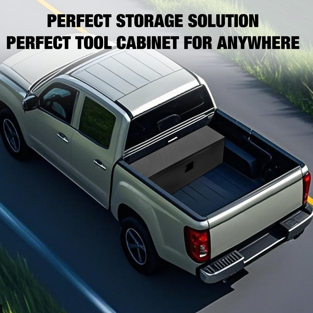 Garvee 24“X15"X15" Steel Truck Tool Box - Heavy-Duty, Dual Lids, Lockable, Weatherproof Storage for Pickup Truck Beds, RVs, and Trailers, Black