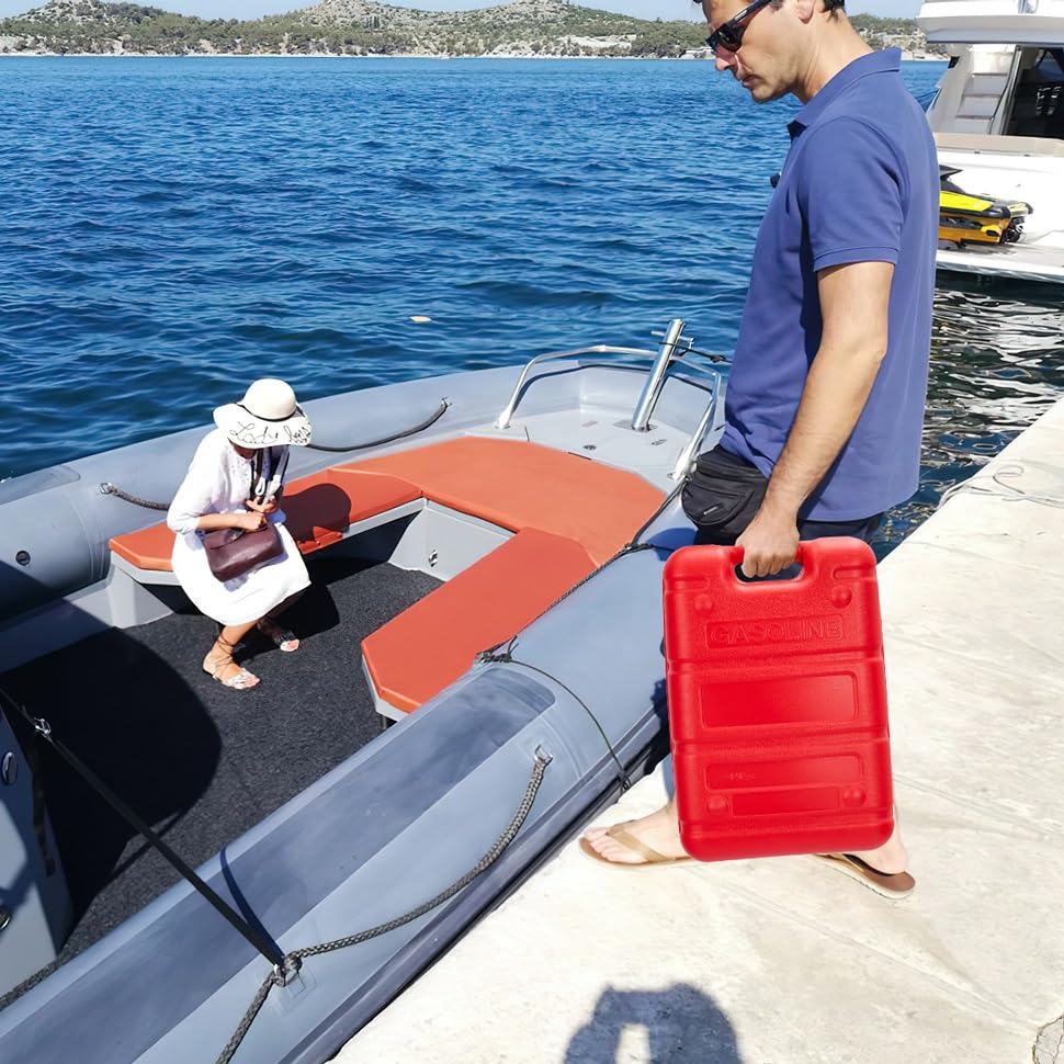Garvee 6 Gallon Portable Marine Fuel Tank - Outboard Boat Gas Tank with Fuel Line and I-Shape Handle, Durable and Easy-to-Carry Fuel Storage Solution for Vessels and Marine Use, Red