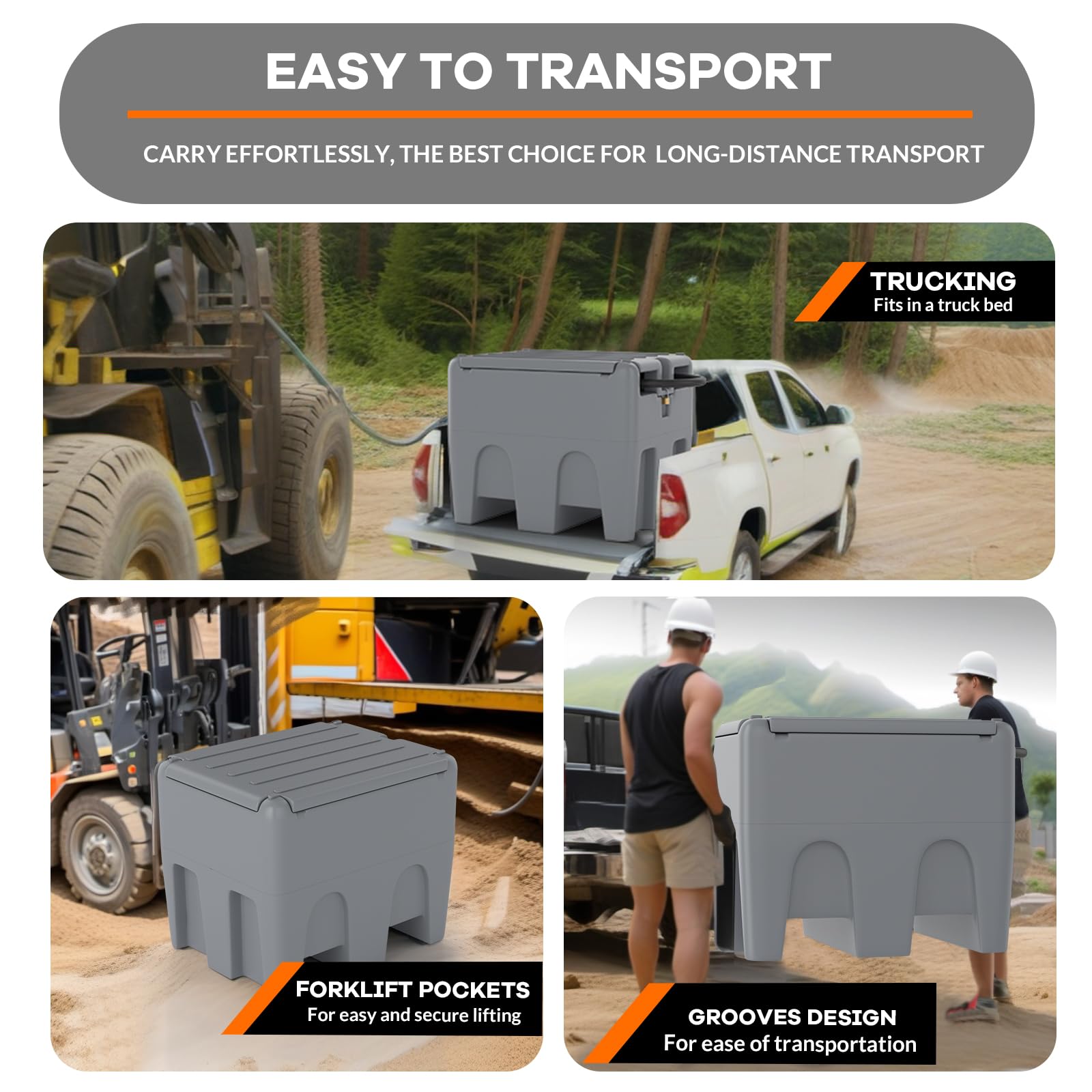Garvee 48 Gallon Portable Diesel Fuel Tank with 12V Electric Transfer Pump, High Flow Rate 10 GPM, Gray for Agriculture, Construction, Industrial Use