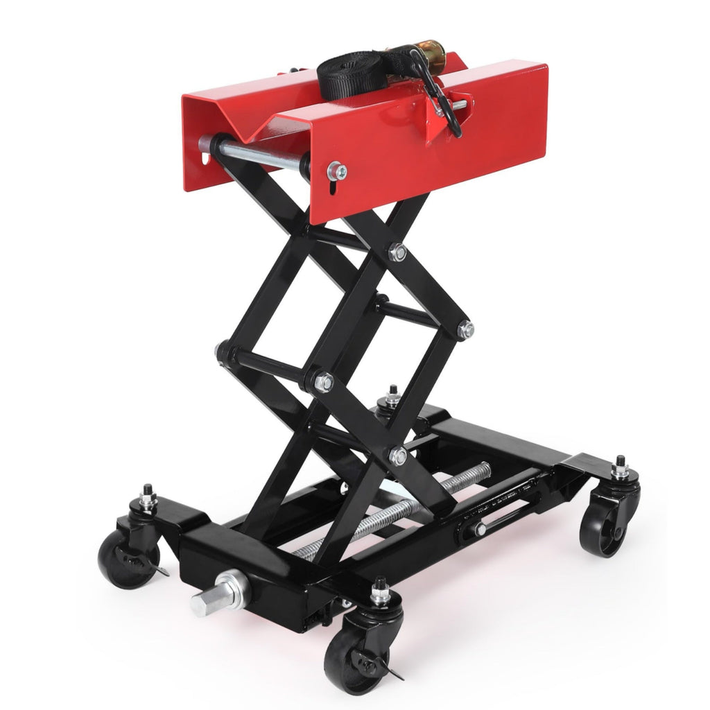Garvee 450 lbs Low-Profile Transmission Jack - Adjustable Floor Jack with Safety Strap, Heavy-Duty Auto Repair Lifting Jack with 4 Wheels for Garage and Repair Shop, Black