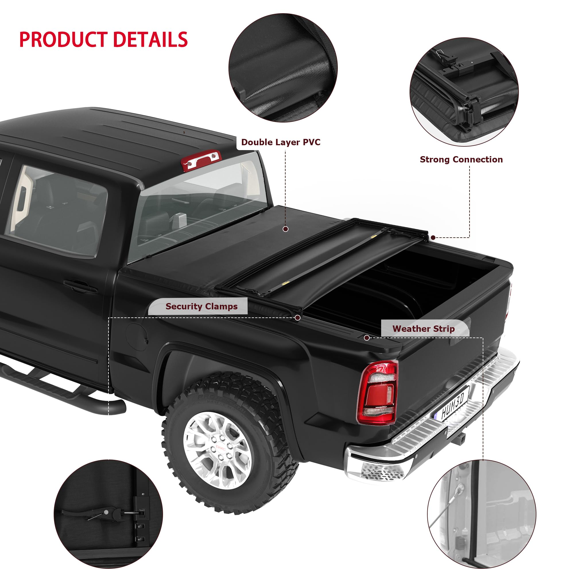 Garvee Soft Tri-Fold Truck Bed Tonneau Cover Compatible with 2009-2024 Dodge Ram 1500 (Classic&New), Fleetside 6.4 ft Bed Without Rambox