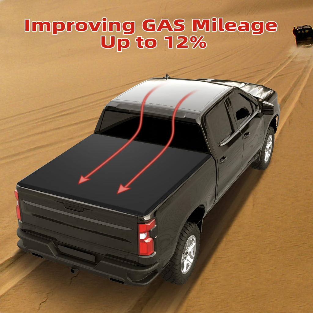 Garvee Soft Roll-Up Tonneau Cover for Compatible with 2019-2024 Chevrolet Silverado/GMC Sierra 1500 5.8 Ft Truck Bed