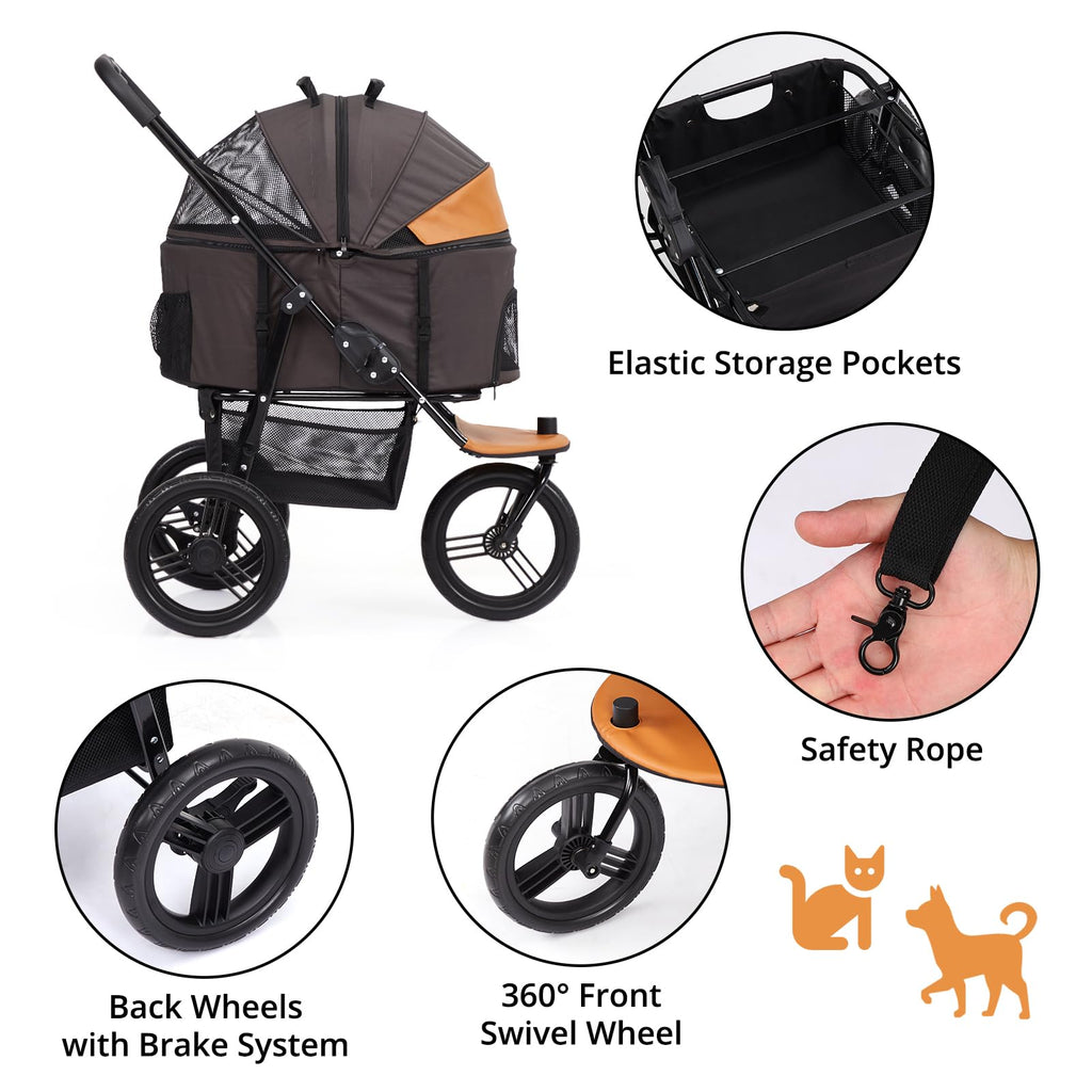 Garvee Multifunction Pet Travel System, Grey Orange, 3-in-1, Easy Fold