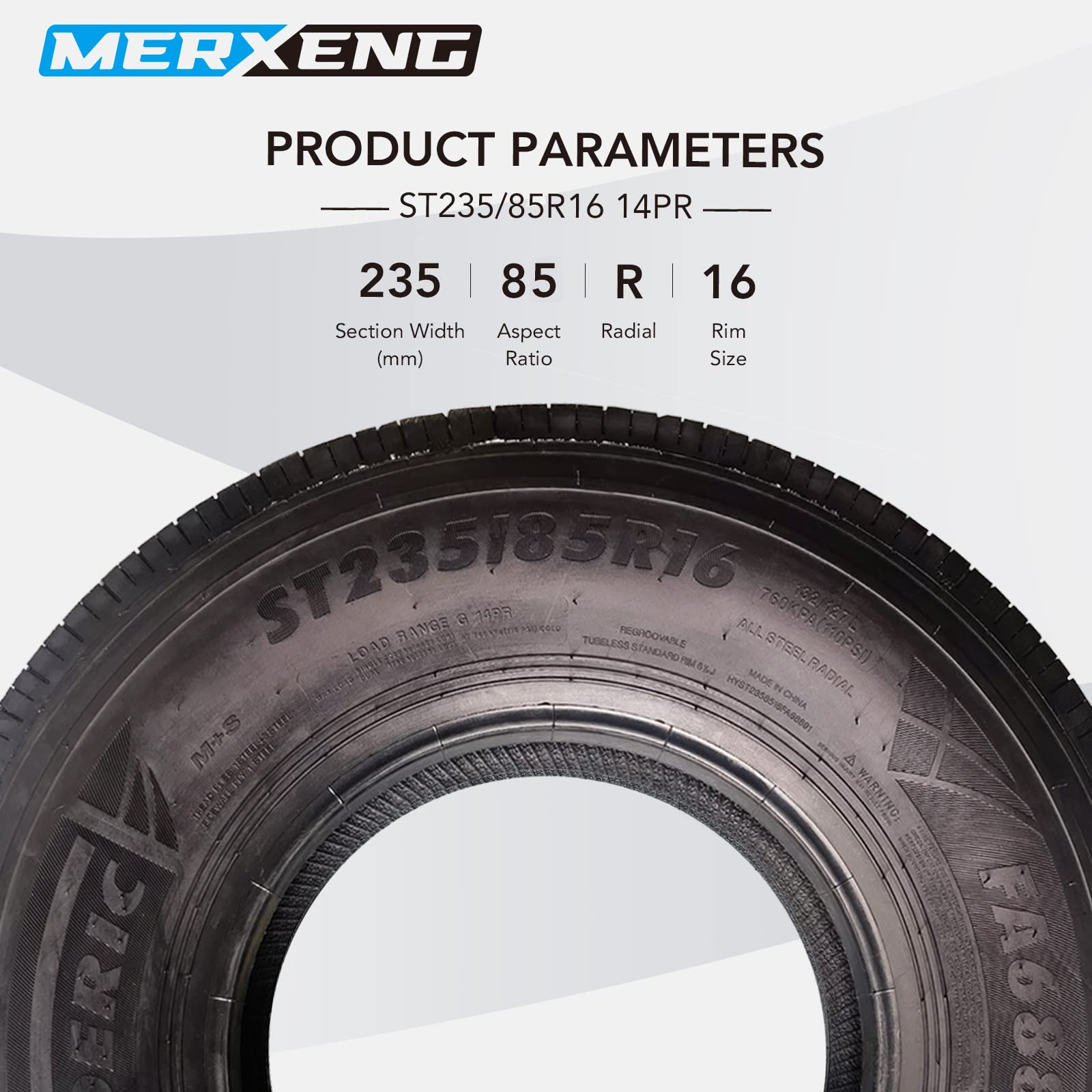 Garvee 2x ST235 / 85R16 14PR Trailer Tire, Load Range G, Class L