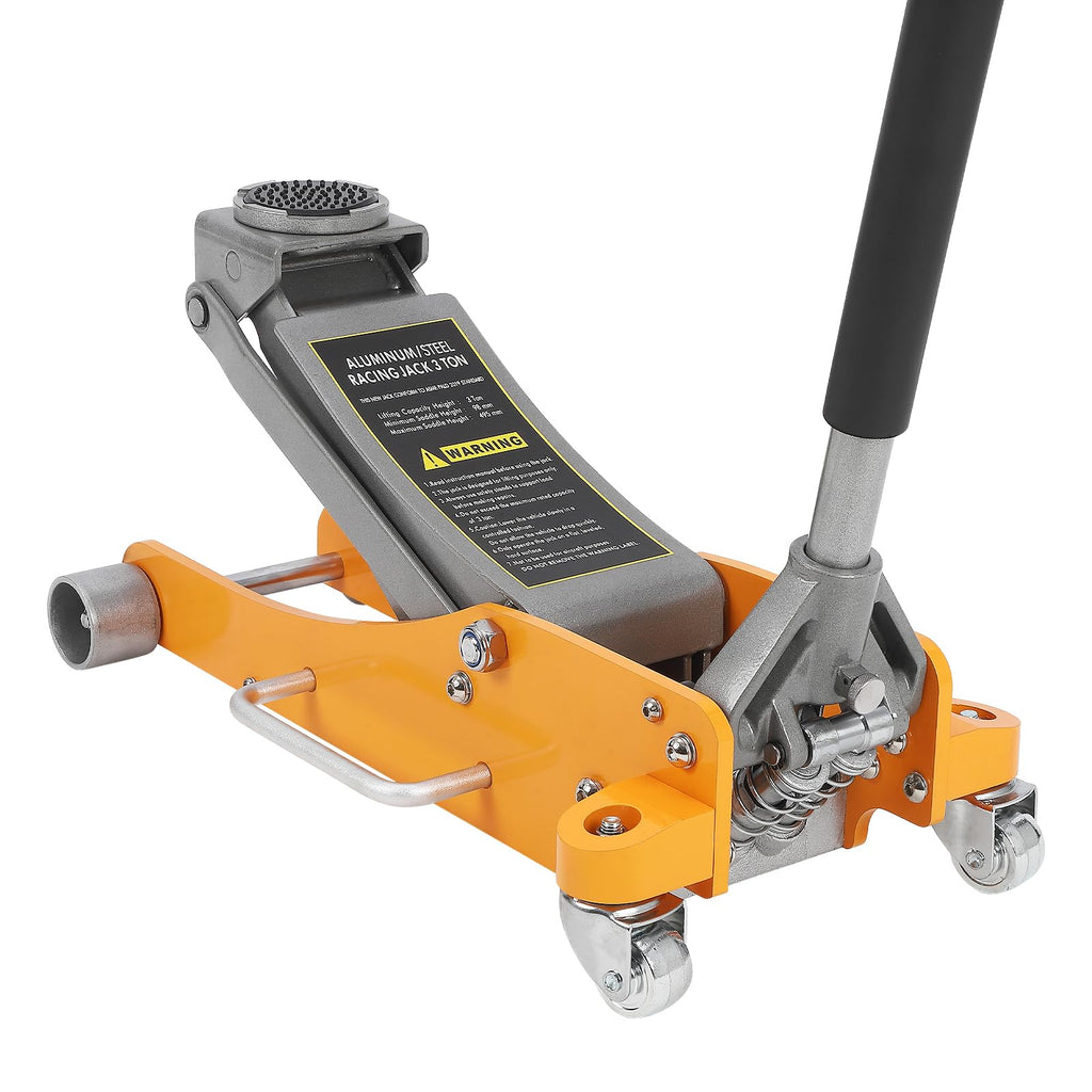 Garvee 3 Ton Floor Jack Low Profile, Aluminum and Steel Hydraulic Floor Jack with Dual Pistons Quick Lift Pump, Lifting Range 3.86"-19.49"