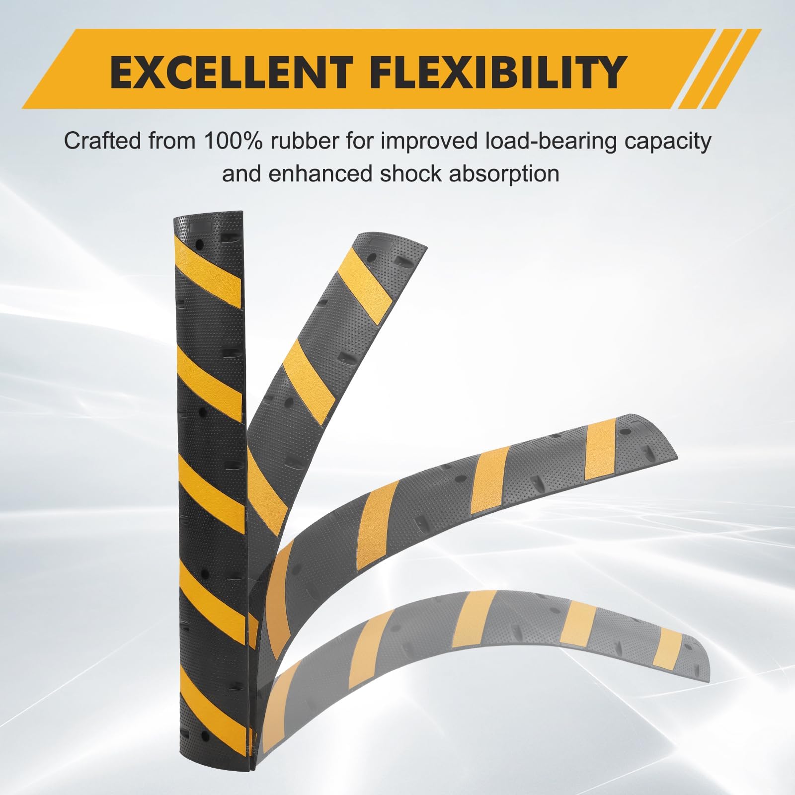 Garvee 6FT Rubber Speed Bumps 2-Pack Heavy Duty 25000 Lb Capacity With 8 Bolt For Road Parking Lot School Warehouse Yellow