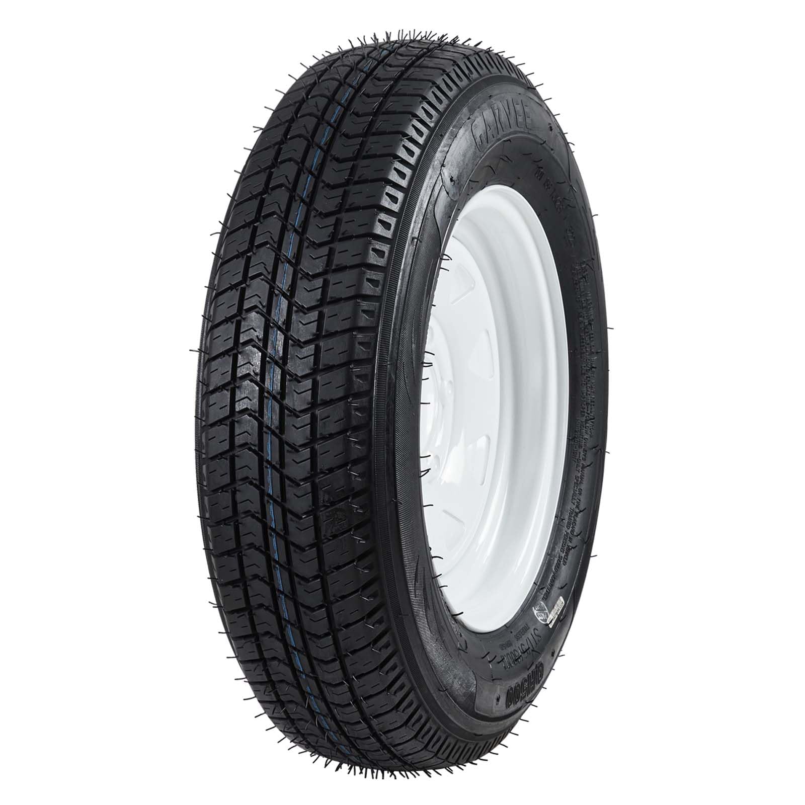 Garvee ST205/75D14 Trailer Tire and Wheel Assembly, Heavy-Duty Load Range C 6PR, 5 Lug White Modular Wheel, 14 Inch Tires for Utility and Boat Trailers, Set of 2
