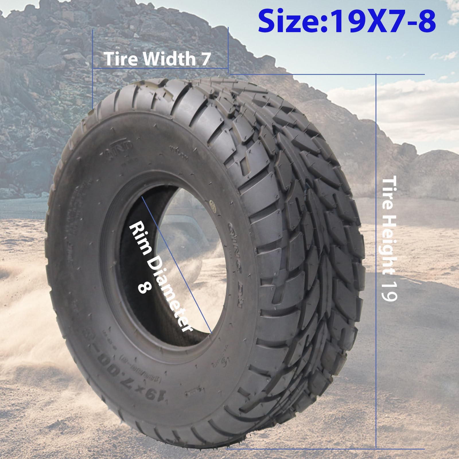 Garvee 2 Pack 19x7-8 ATV Tires 4 PR All-Terrain Tubeless Off-Road Tires for ATV UTV Trail Sand Mud Black