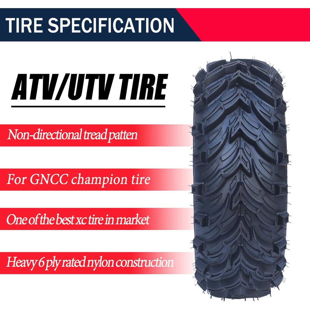 Garvee Set of 2 ATV Trail Tires 6PR Knobby Sport Tires, Tubeless - AT22x11-9-6PR TL MARS