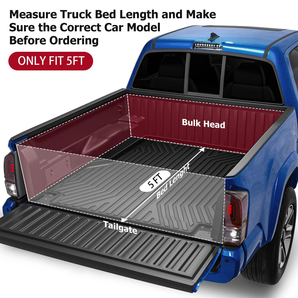 Garvee Soft Truck Bed Toyota Tacoma SR5 5ft Soft Vinyl Roll Up Tonneau Cover Waterproof Compatible with 2016-2023 Toyota Tacoma 5ft Bed