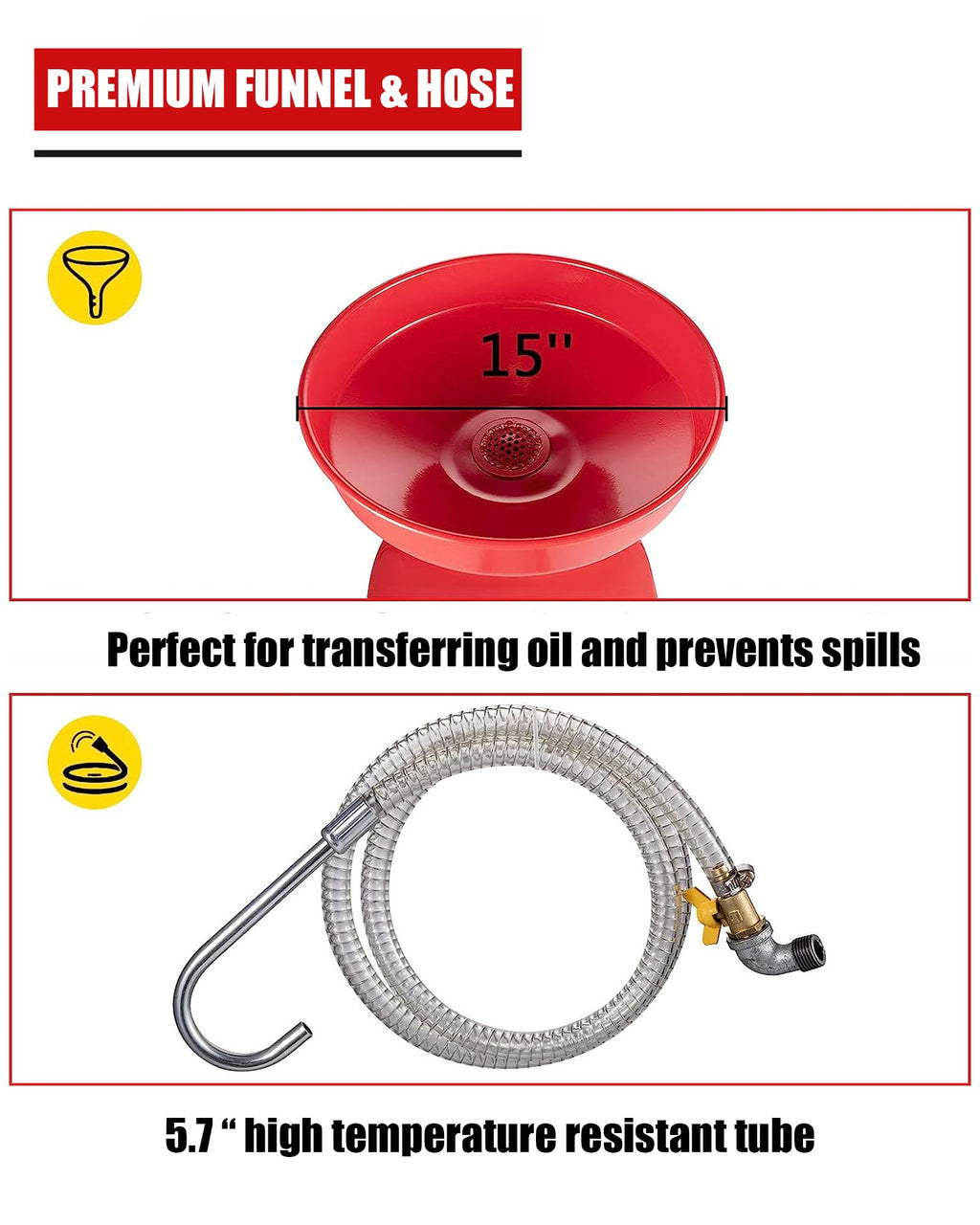 Garvee 18 Gallon Portable Oil Drain Tank, Air Operated & Adjustable Funnel Height with Wheel for Cars Trucks Suvs, Red