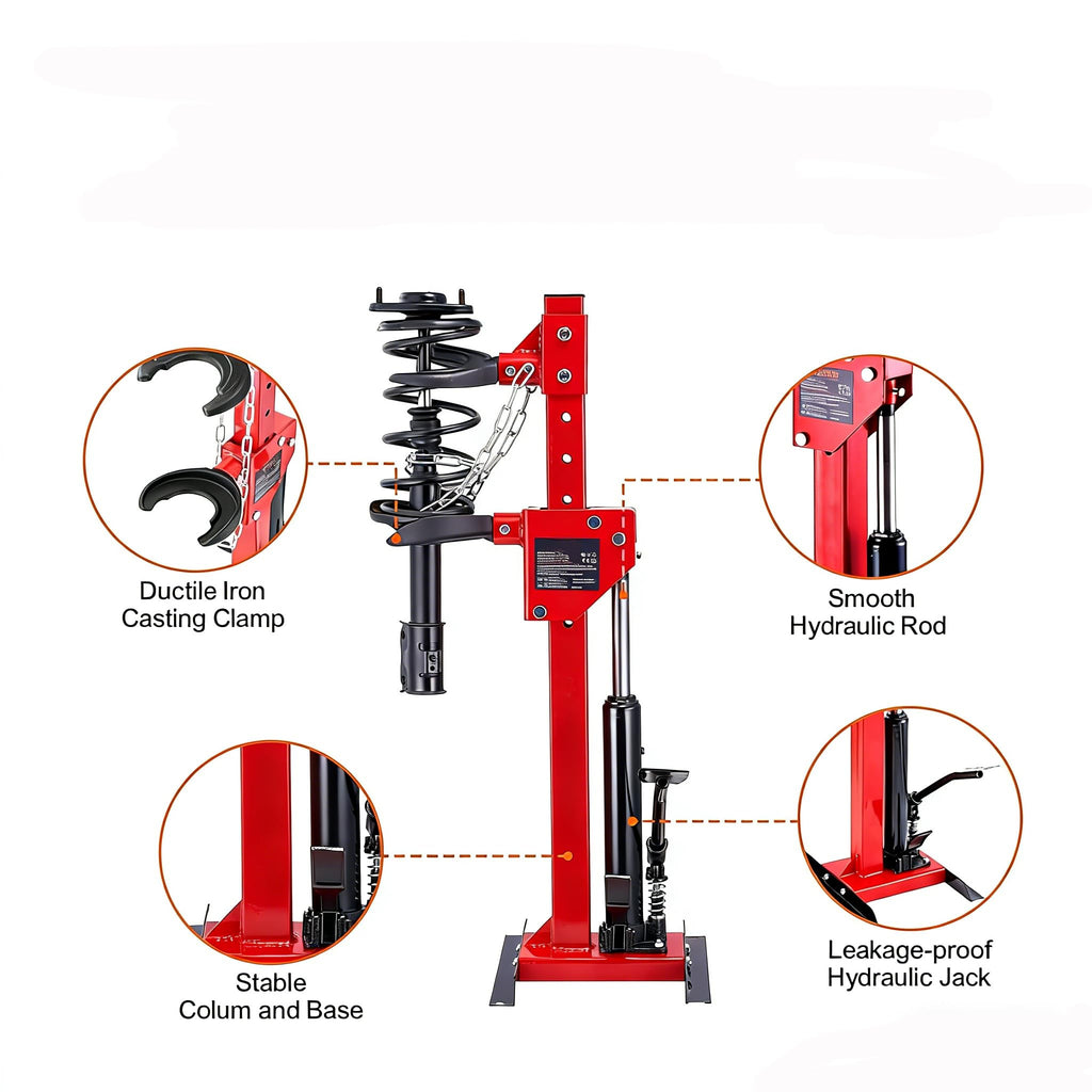 Garvee Hydraulic Spring Compressor, Heavy-Duty Foot-Operated Coil Compression Tool, 4.5 Ton Capacity, 1 Ton Rated Compression Force，Universal Fit for Cars, SUVs, and Trucks, Red