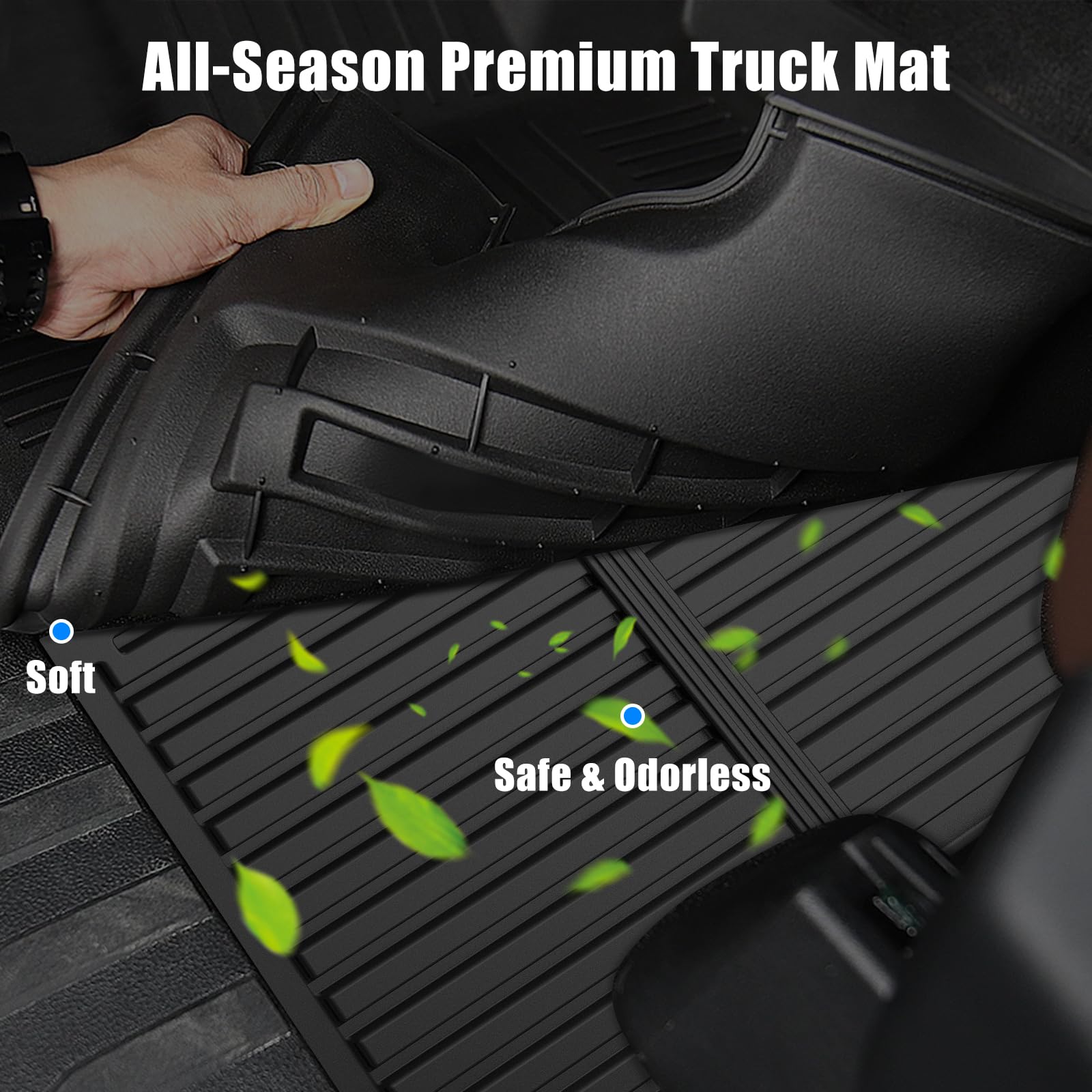 Garvee Truck Trunk Mat for Toyota Tacoma TRD Sport Double Cab 2005-2023, All-Weather Cargo Protector, Durable TPE Material, Easy Clean, Black