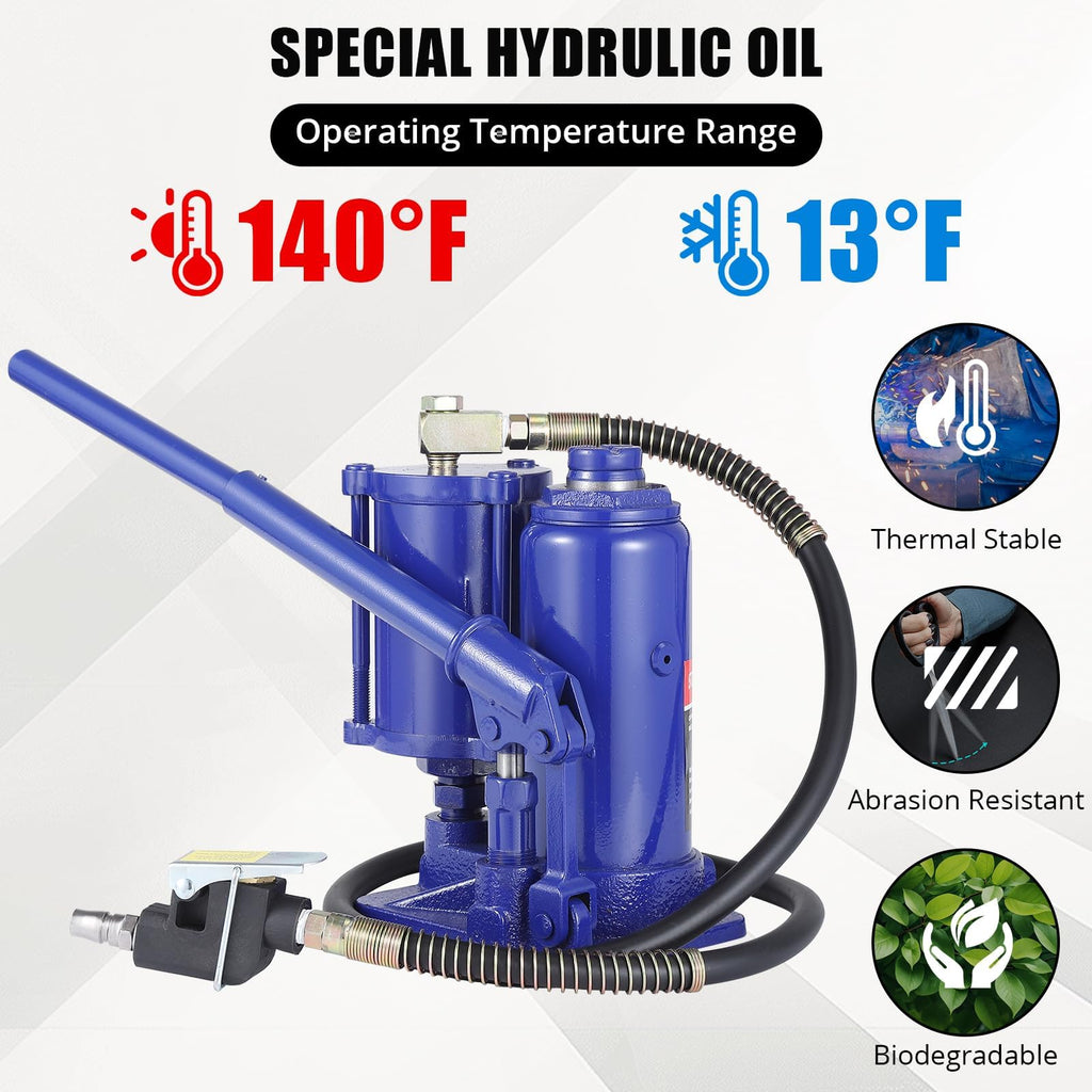 Garvee Pneumatic Air Hydraulic Bottle Jack with Manual Hand Pump, 12 Ton Capacity, Auto Repair and House Lift, Heavy-Duty Iron, Metal Nozzle
