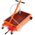 Garvee Oil Drain Pan, 15 Gallon Low Profile Oil Drain Pan with Hand Pump,57L Oil Change Pan with 8ft Hose & Folding Handle, Rolling Oil Drain Cart for Car, SUV, Trucks Oil Draining