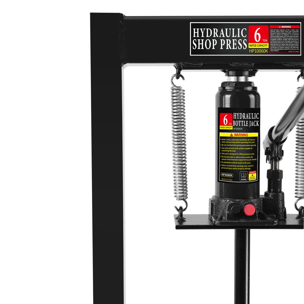 Garvee 6 Ton Hydraulic Press H-Frame Adjustable Shop Press with Stamping Plates for Garage Floor Use