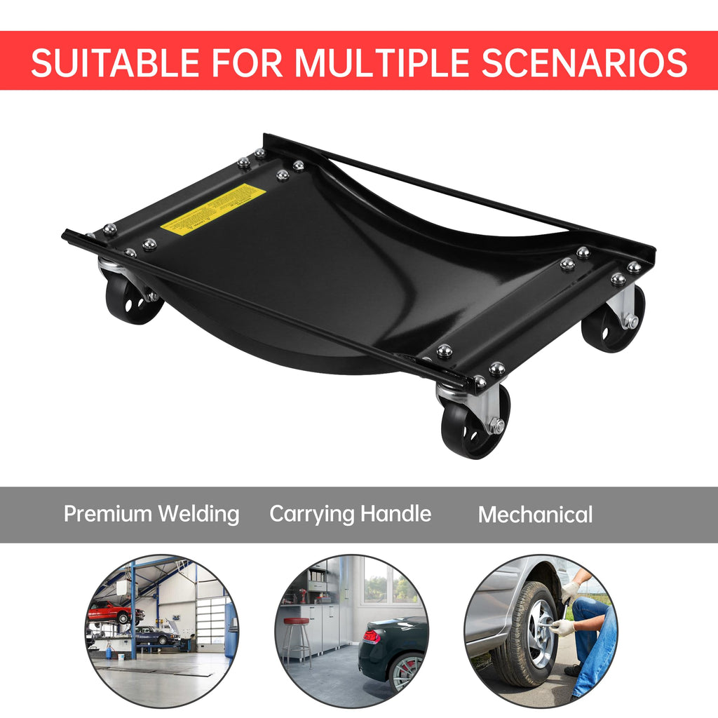 Garvee Car Wheel Dolly Set of 4 with Heavy Duty 3.5 in Steel Wheels for Moving Cars, 24x15 in, Black