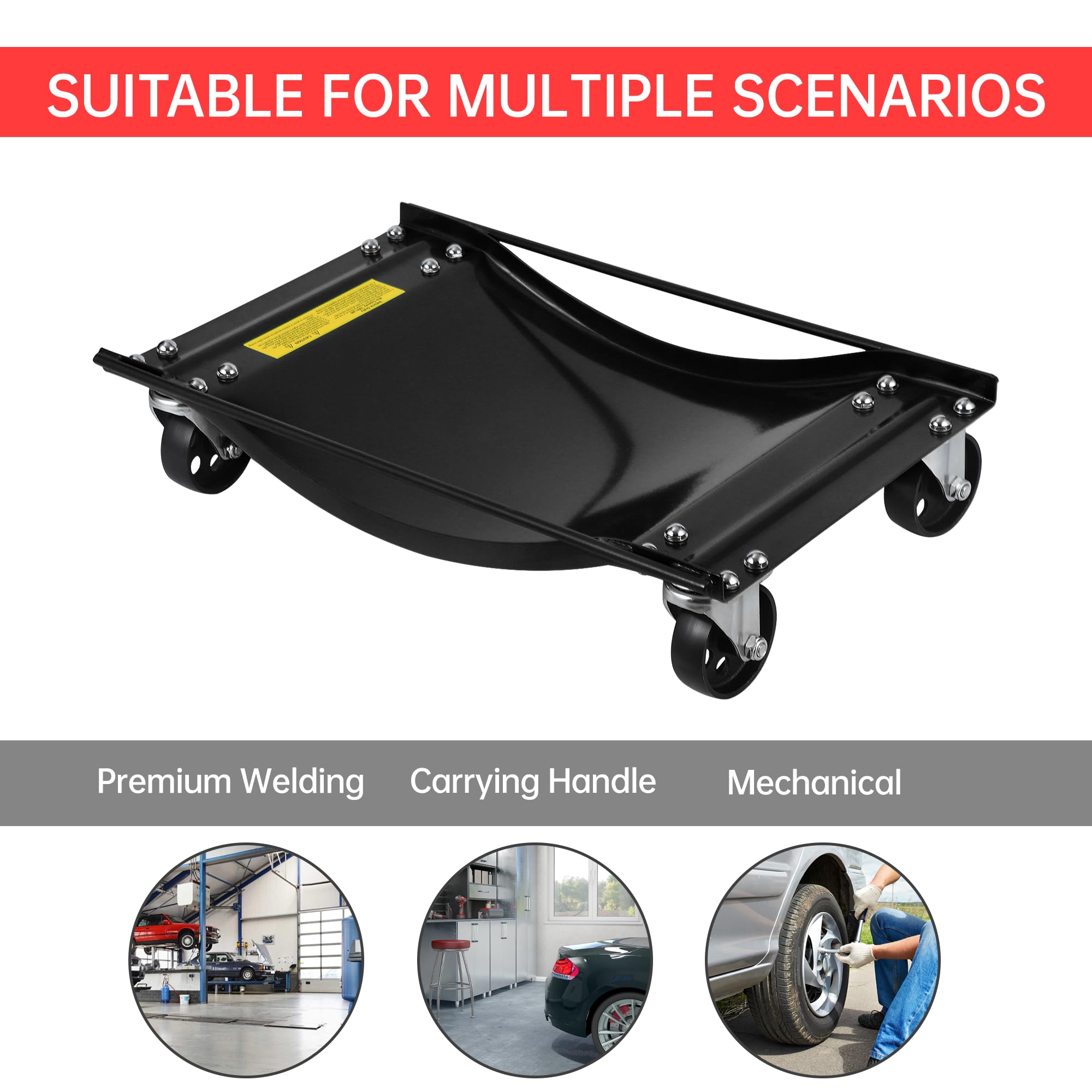 Garvee Car Wheel Dolly Set of 4 with Heavy Duty 3.5 in Steel Wheels for Moving Cars, 24x15 in, Black