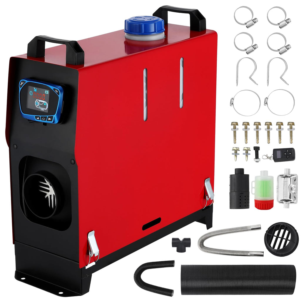 Garvee 5KW 12V Diesel Heater, All-in-One Diesel Air Heater, Portable Diesel Heater with Remote Control & LCD Monitor, Quick Heating for Car,RV,Truck, Camper,Trailer,Red