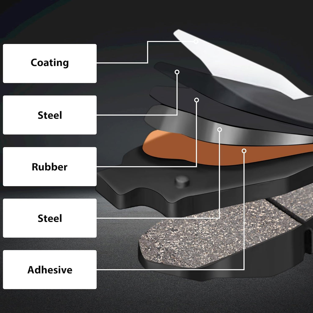 Garvee Front Brake Pads with Hardware 4 PCS Ceremic Brake Pads Set - 6S1630 / Black