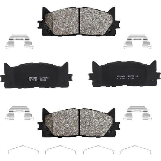Garvee Front Brake Pads with Hardware 4 PCS Ceremic Brake Pads Set - 6S562 / Black