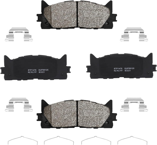 Garvee Premium Ceramic Disc Brake Pad Set Rear Compatible With AUDI A3 TT Volkswagen Golf R High Temp Resistant Carbon Fiber Ceramic 4 Pcs