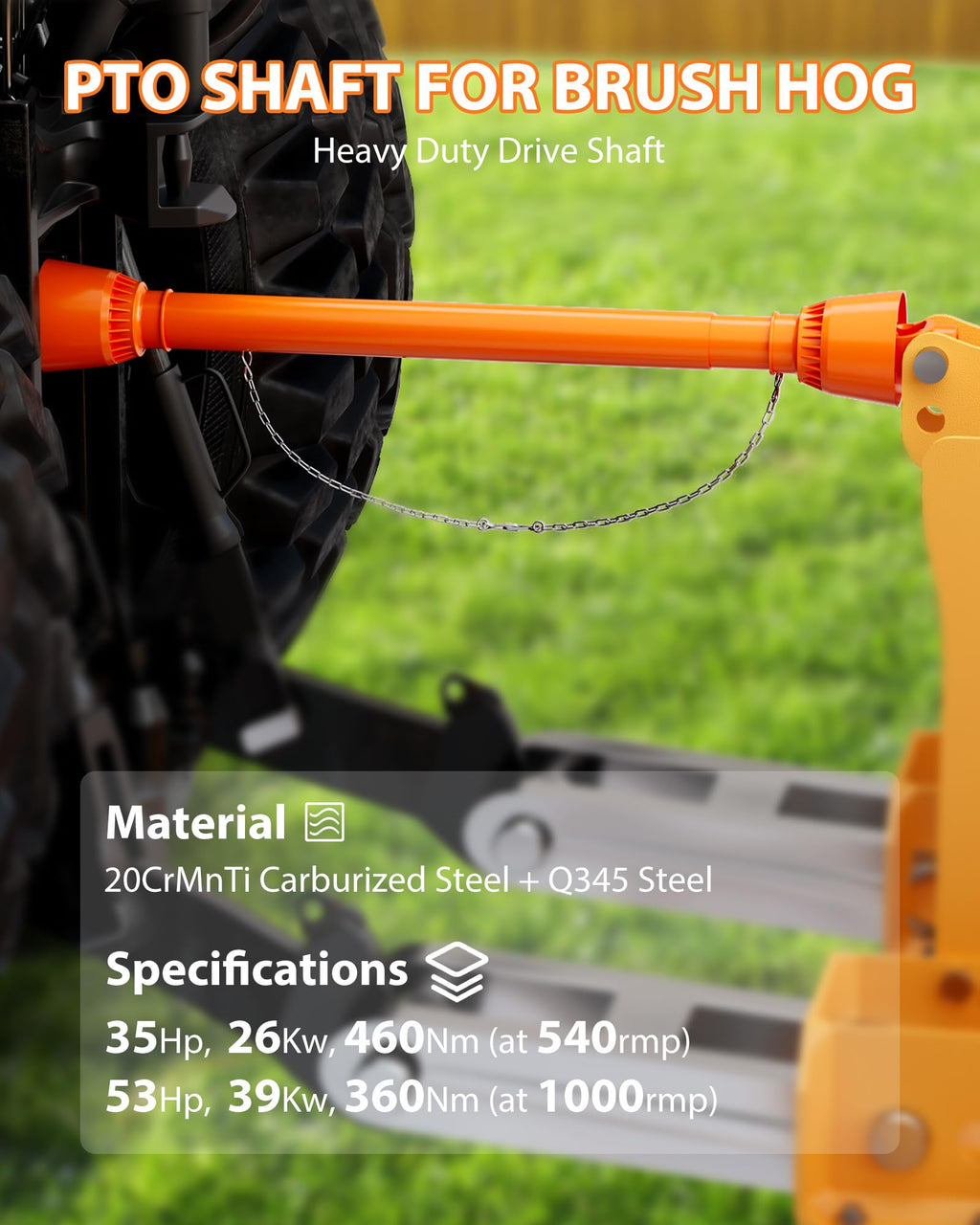 Garvee PTO Drive Shaft 1 3/8" PTO Shaft, 39"-55" Brush Hog PTO Shaft, 6 Spline End Round End PTO Driveline Shaft, Series 4 Tractor for Bush Hog,Finish Mower,Rotary Cutter