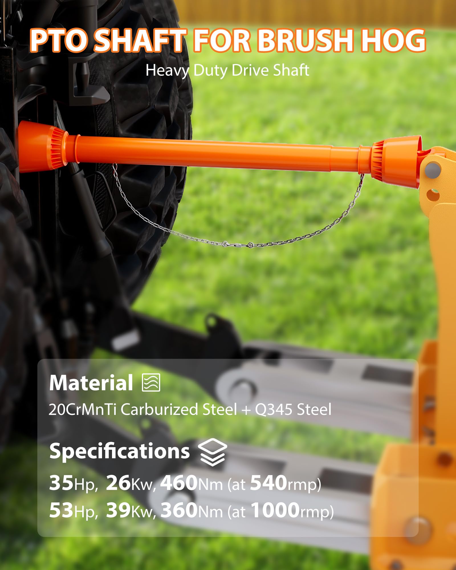Garvee PTO Drive Shaft 1 3/8" PTO Shaft, 39"-55" Brush Hog PTO Shaft, 6 Spline End Round End PTO Driveline Shaft, Series 4 Tractor for Bush Hog,Finish Mower,Rotary Cutter