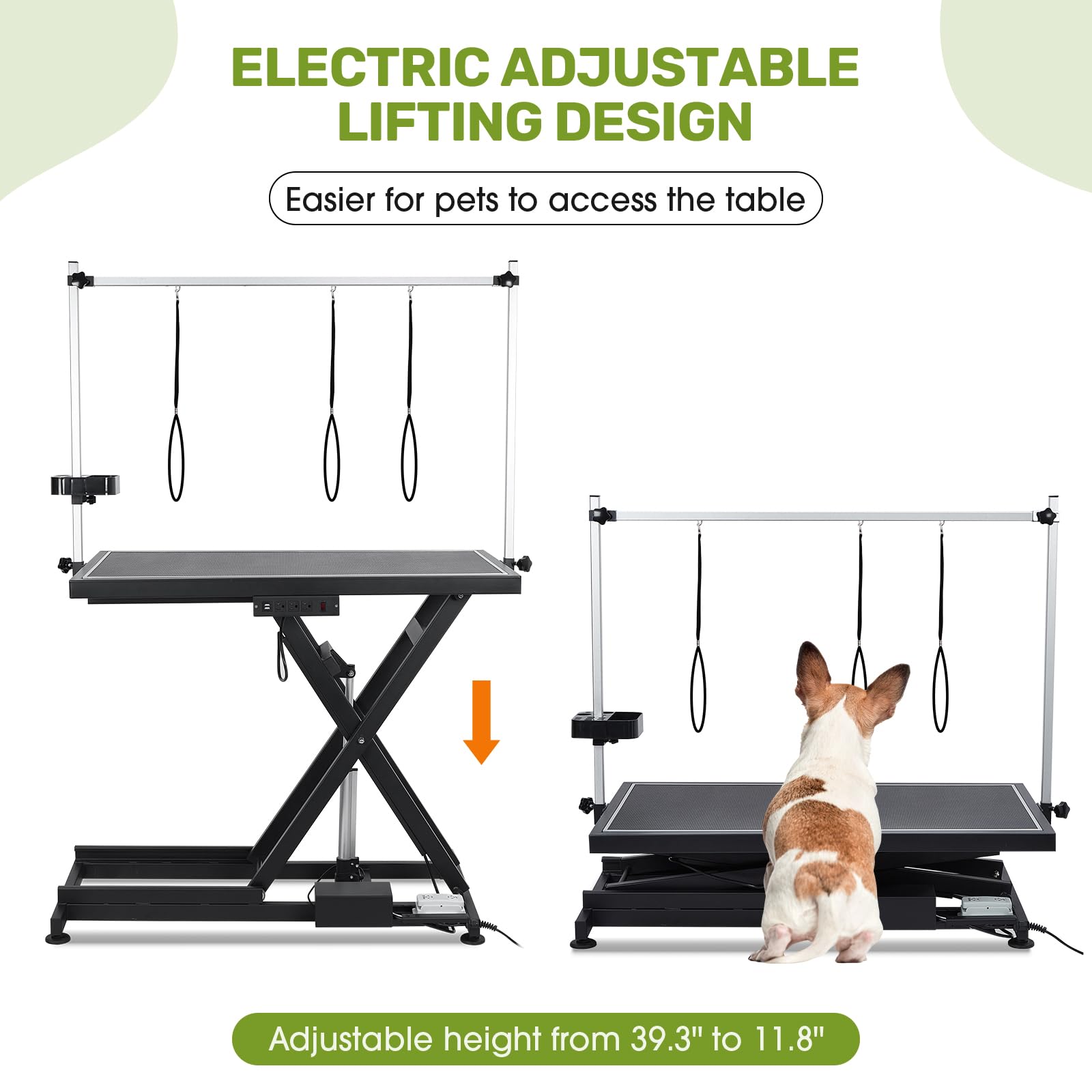 Garvee 50" Professional Dog Grooming Table,Heavy Duty X-Type Electric Lift Large Pet Grooming Table w/Aluminum Dog Grooming Arm,Anti Slip Tabletop,Tool Organizer/Dog Grooming Station(Black, 50")