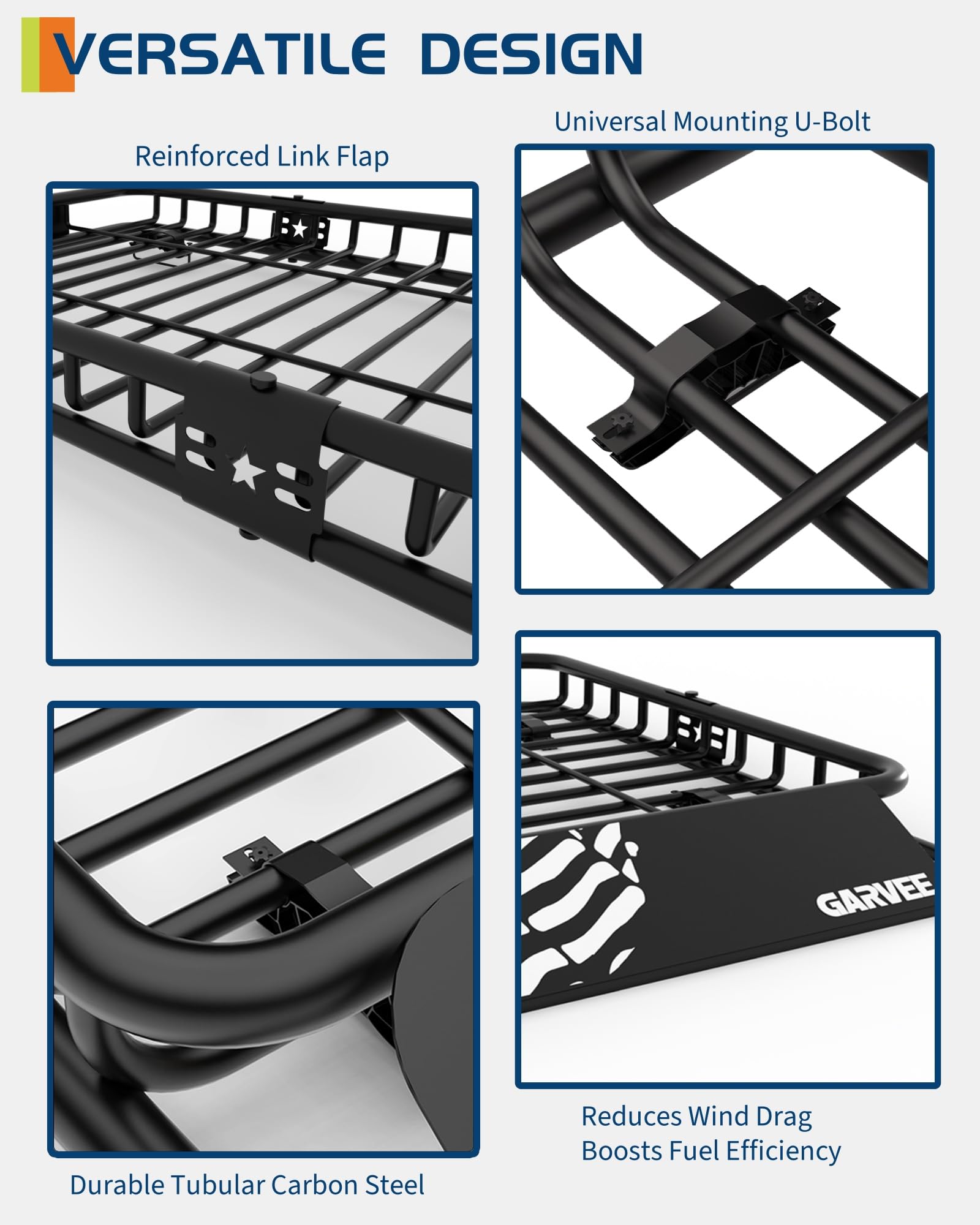 Garvee 46" x 36" x5" Universal Roof Rack Basket With Waterproof Luggage Bag and Combination Lock For SUVs Trucks Vehicles Black