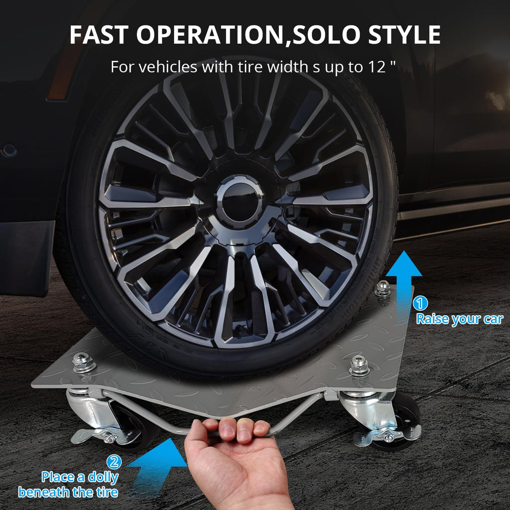 Garvee 2 Piece 3000 lbs Car Set Dolly 16"*12", Heavy Duty, Rotatable Wheel
