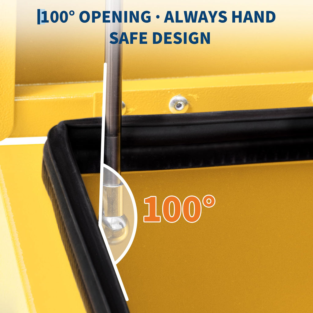 Garvee 48"X15"X15" Steel Truck Tool Box - Heavy-Duty, Dual Lids, Lockable, Weatherproof Storage for Pickup Truck Beds, RVs, and Trailers, Yellow
