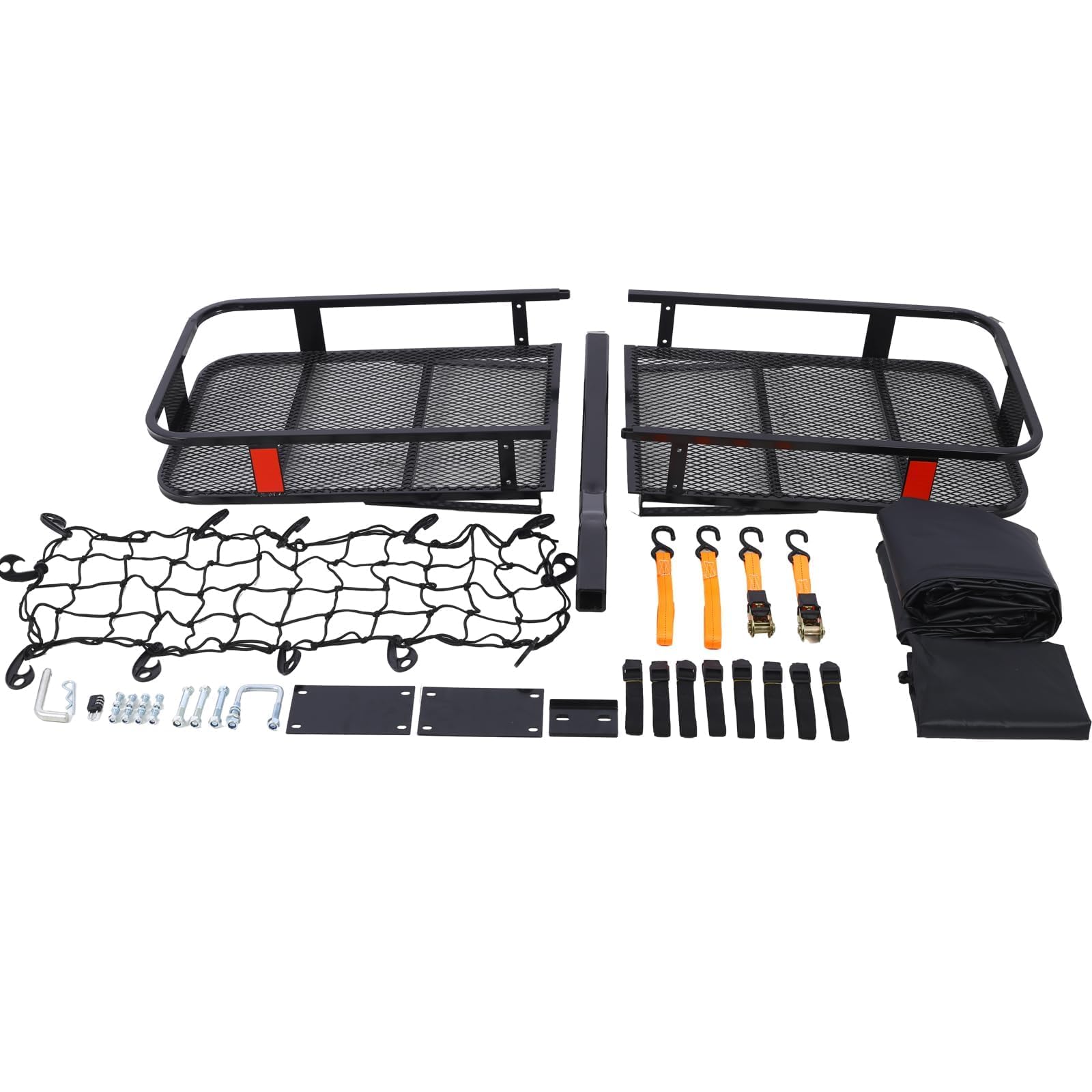 Garvee Heavy-Duty Trailer Hitch Cargo Carrier Folding 500 Lbs Capacity 16 CuFt 2" Receiver Hitch Cargo Rack Luggage Cargo Bag Black