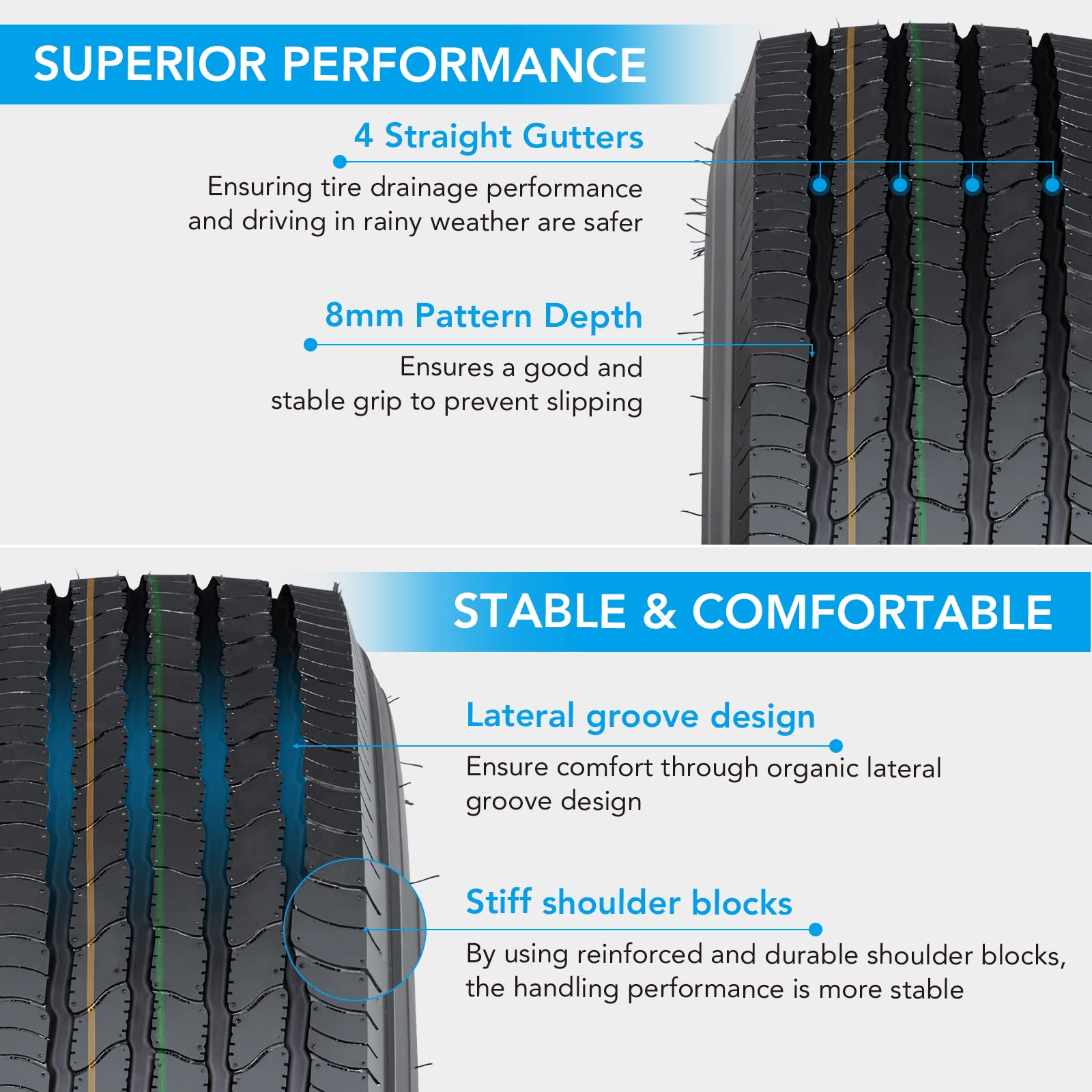 Garvee 2x ST235 / 85R16 14PR Trailer Tire, Load Range G, Class L