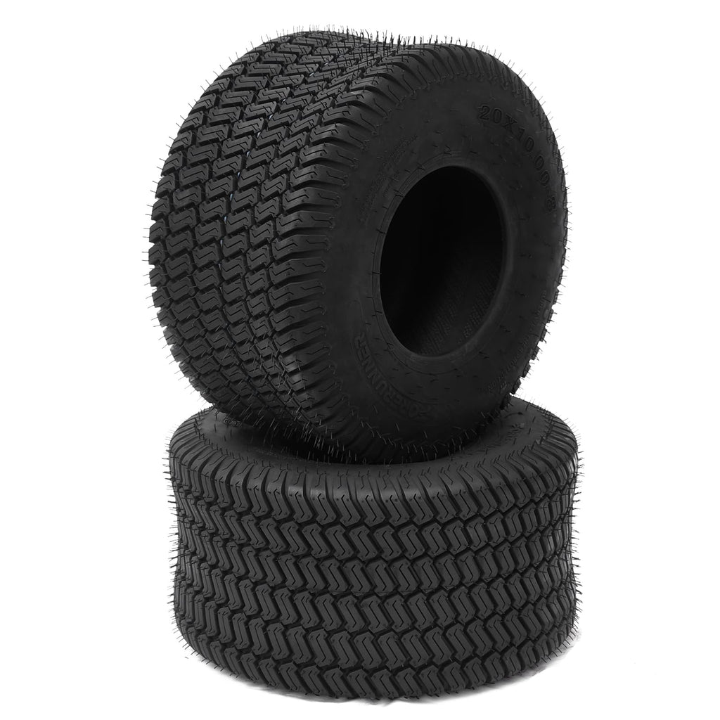 Garvee Lawn Mower Tires 20x10.00-8 4PR Turf Tires for Garden Tractor Riding Mower, Golf Cart Tires Tubeless Set of 2