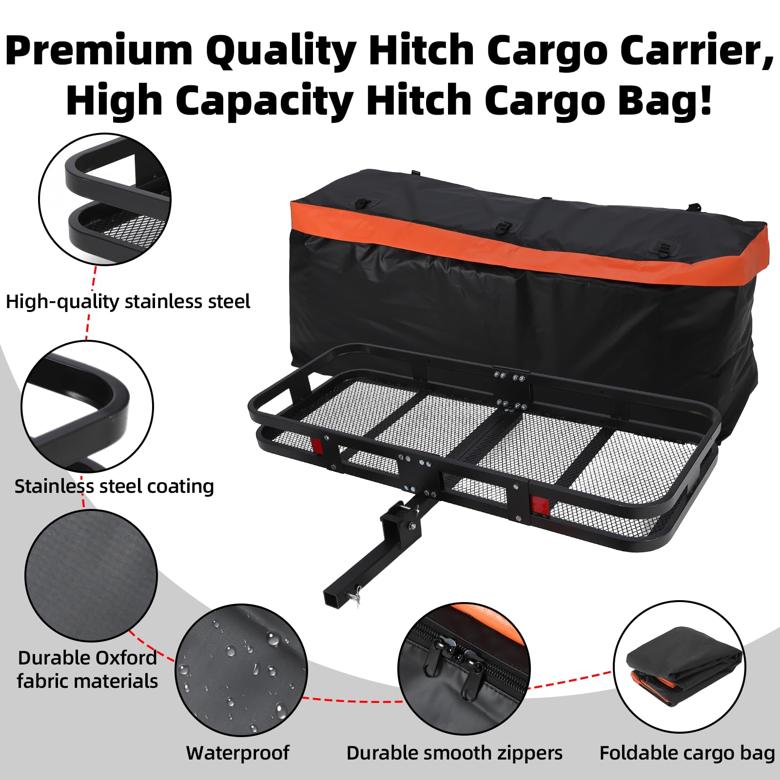 Garvee Heavy Duty Cargo Carrier 500 LBs Steel Construction Large Capacity Travel Safety