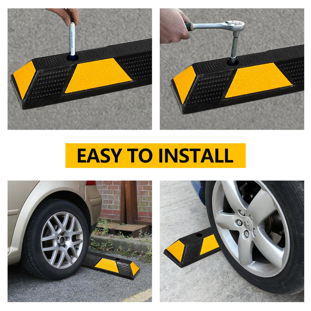 Garvee Curb Parking Garage Floor Stopper - 72 Inch Extra Wide Heavy Duty Rubber Parking Lot Stopper, for Vehicles Truck Driveway, Protect Pumpers from Cars Trucks（1PC）