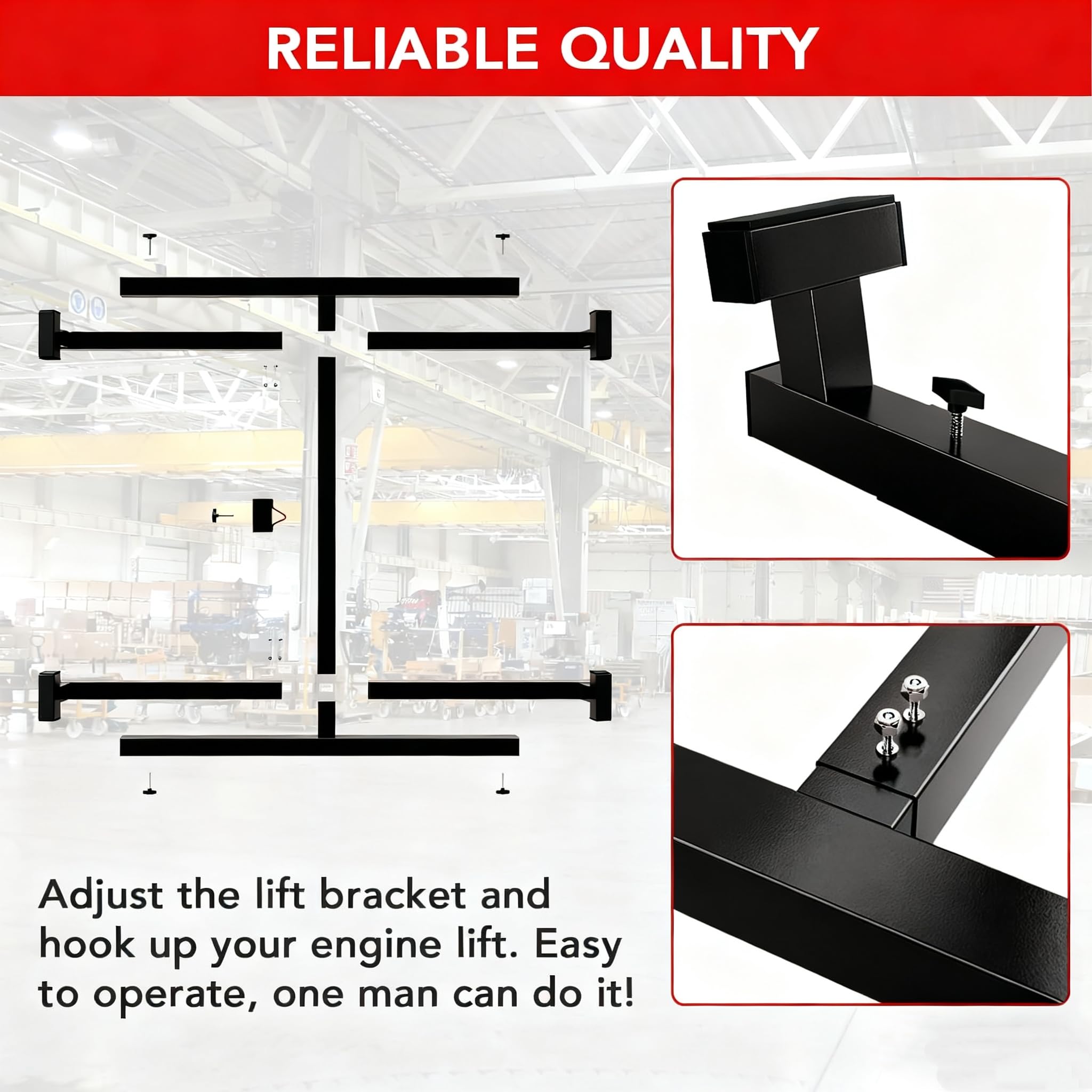 Garvee Truck Bed Lifter - 800 lbs Capacity, Adjustable 43"-79" Universal Box Lift for Pickup Trucks, Heavy-Duty Design, Black