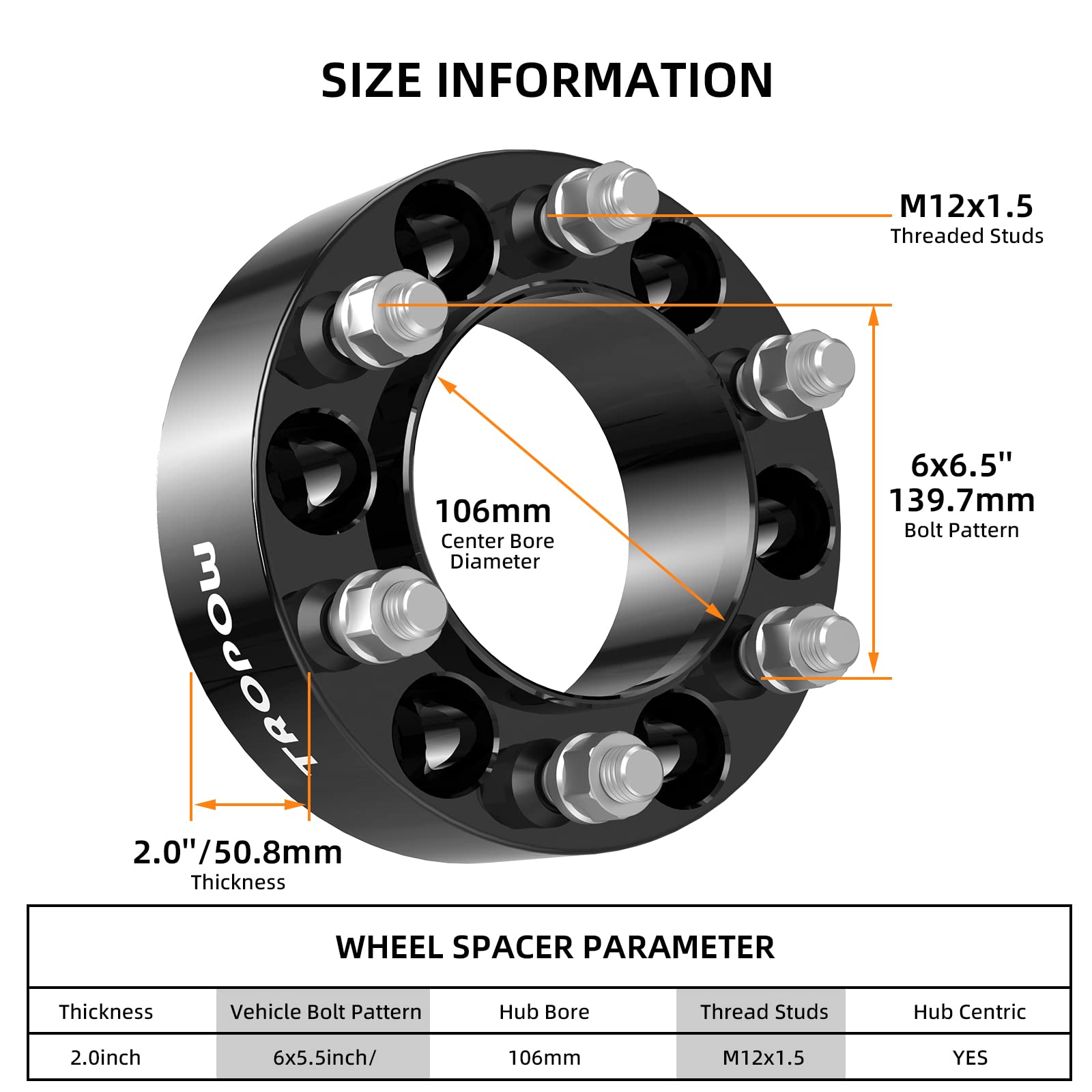 Garvee 6x5.5 Wheel Spacers Compatible with Tacoma Tundra, 2" Forged Hub Centric M12x1.5 Stud Hub Bore 106mm for 02-21 Tacoma,00-06 Tundra, 01-07 Sequoia,96-21 4Runner,10-21 GX460,03-09 GX470