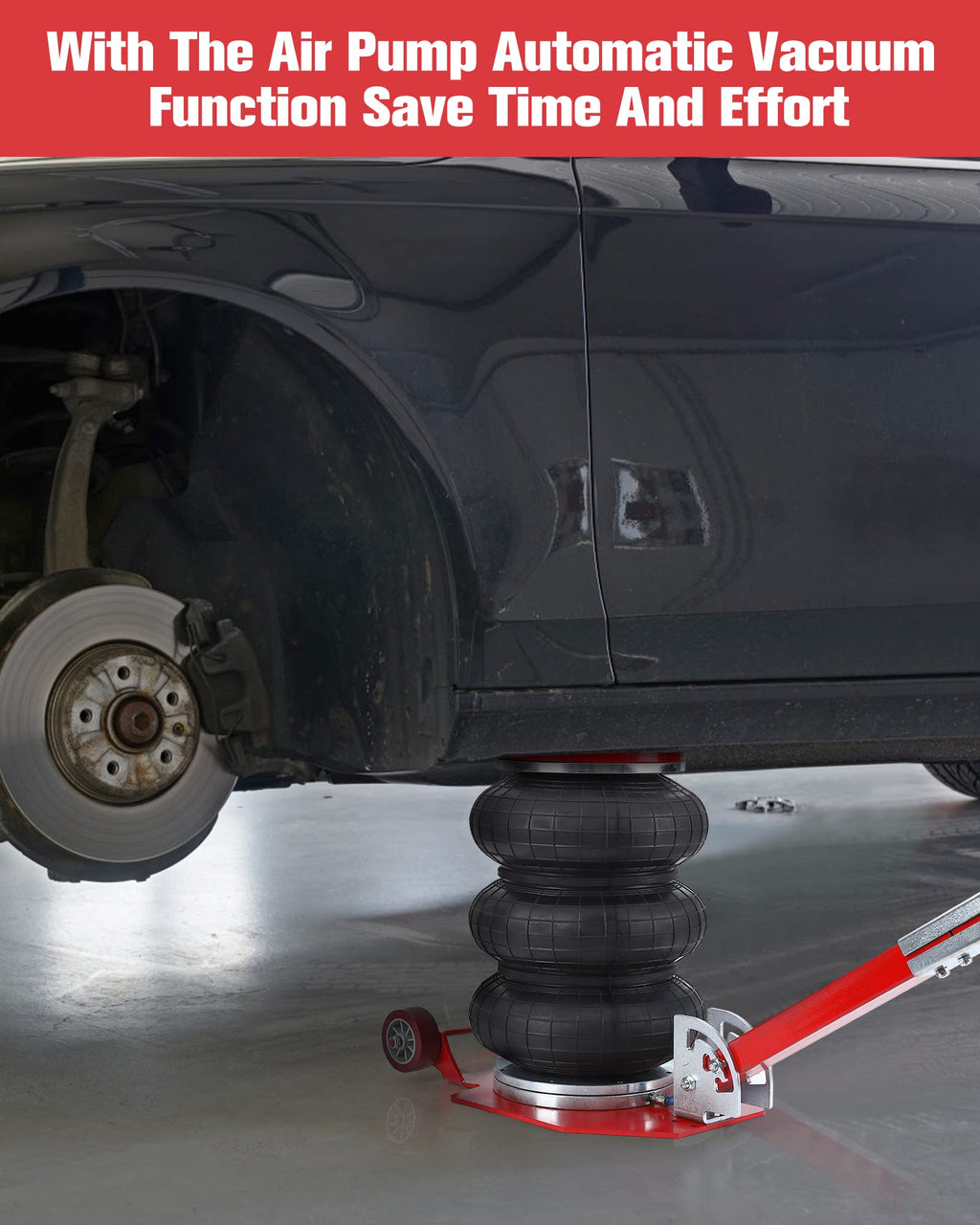 Garvee 3 Ton/6600 lbs Triple Bag Air Jack, Quick Air Bag Jack Lift Up to 15.75 Inch, 3-5S Fast Lifting, Air Bag Jack for Cars with Adjustable Long Handle, Brass Valve