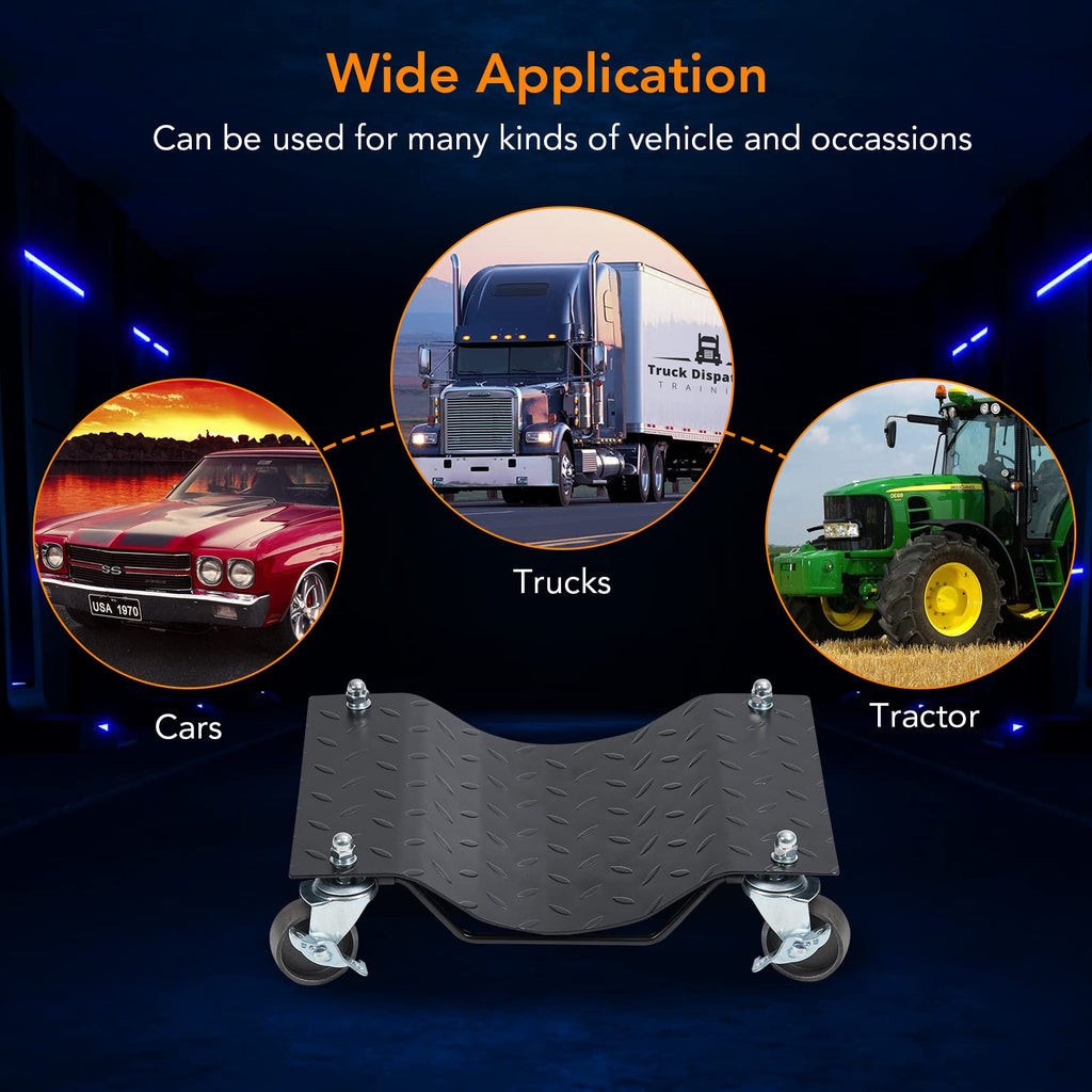 Garvee Wheel Dolly, 6000 lbs/2722 kg Car Dollies, Wheel Dolly Car Tire Stake Set of 4 Piece, Heavy-duty Car Tire Dolly Moving Cars, Trucks, Trailers, Motorcycles, and Boats, Black