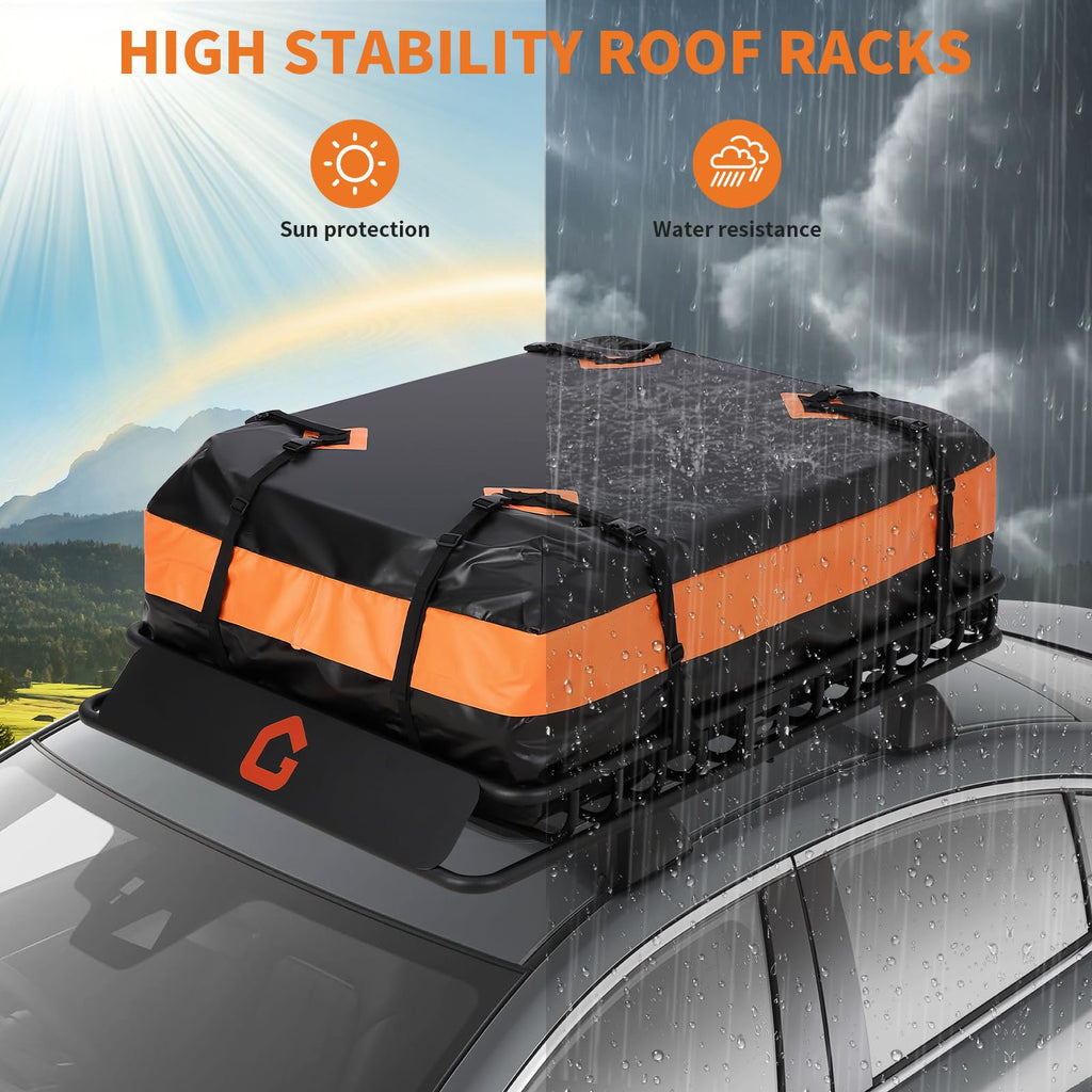 Garvee Roof Rack Cargo Carrier Basket Universal Rooftop 51''X36''X5'' Black with Cargo Net and Waterproof Bag for Pick Up Trucks, 200lbs Capacity