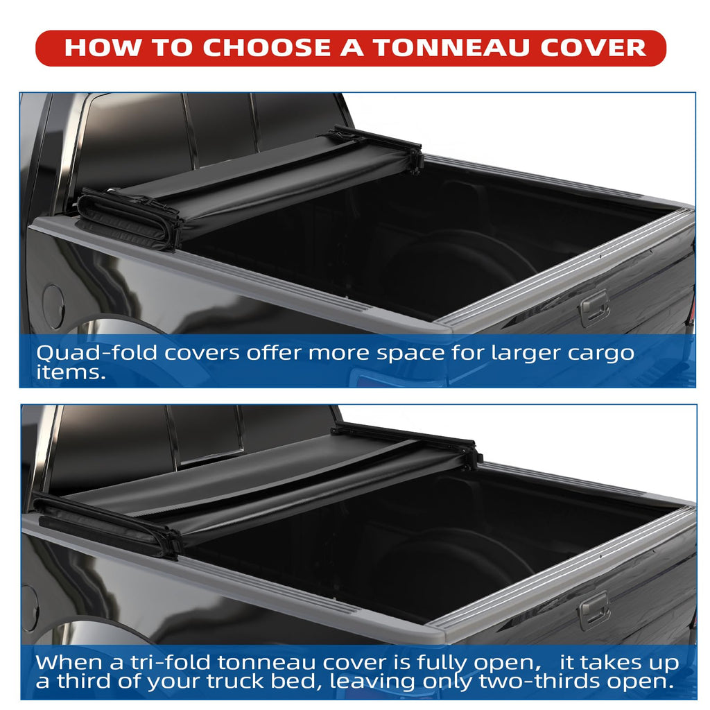 Garvee Quad 4-Fold 5.5ft Tonneau Cover for 04-08 F150 Black