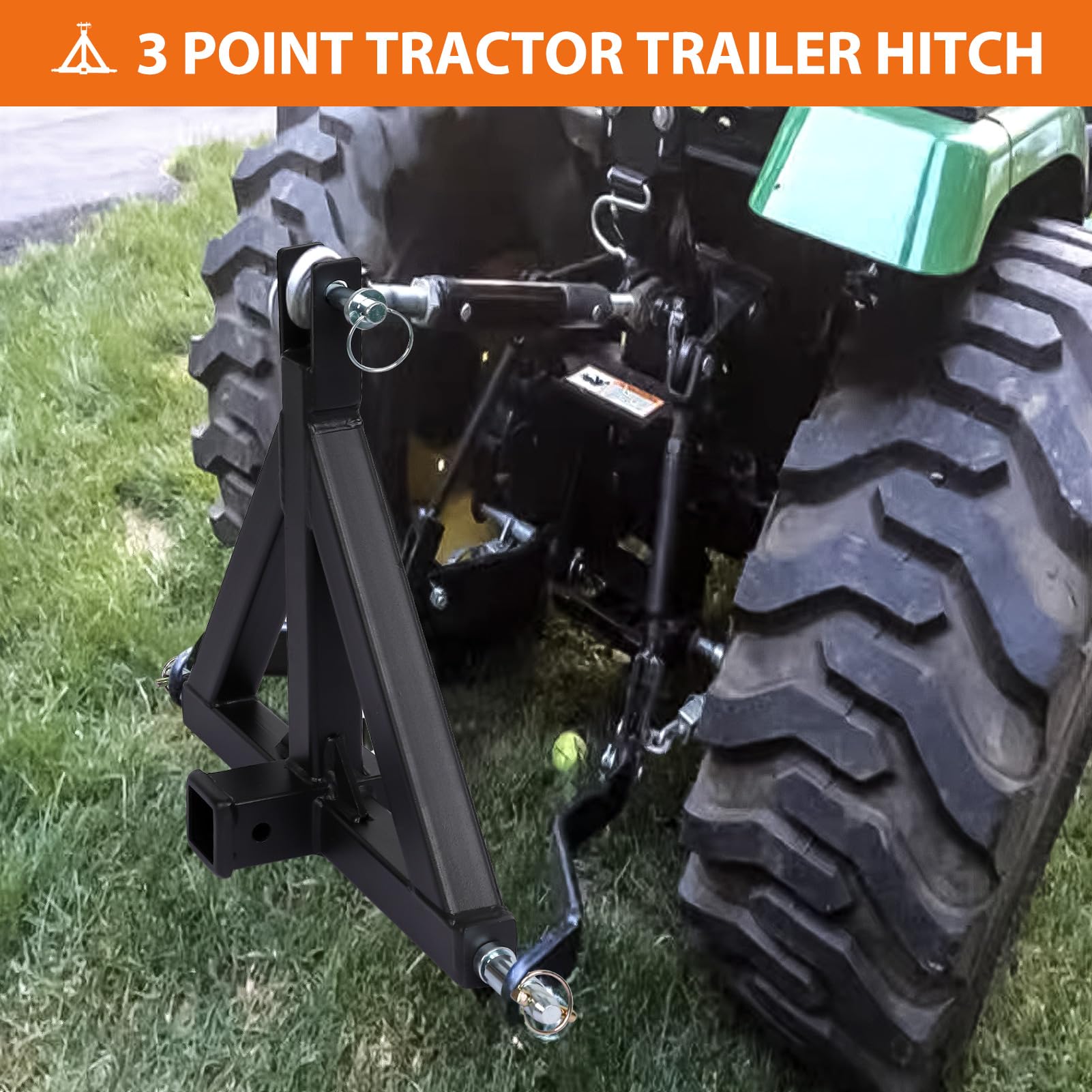 Garvee 3 Point Hitch 2" Receiver Heavy Duty Tow Drawbar Adapter for Category 1 Tractors Kubota BX John Deere LM25H WLM Tractor NorTrac Yanmar Kioti Farm Equipments
