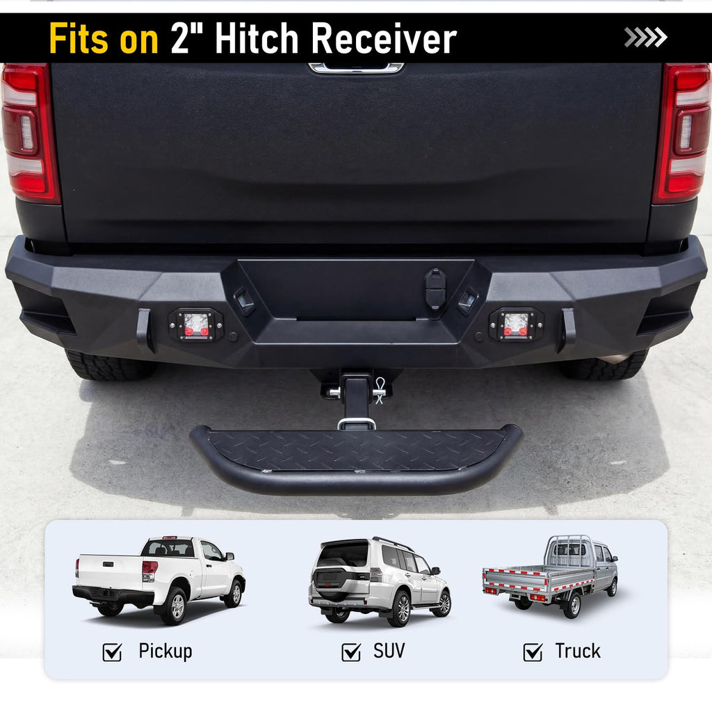 Garvee Hitch Step for 2" Receiver Heavy Duty Rear Bumper Guard with Anti-Slip Step Universal for Truck SUV Pickup Trailer Steel 350 lbs Capacity
